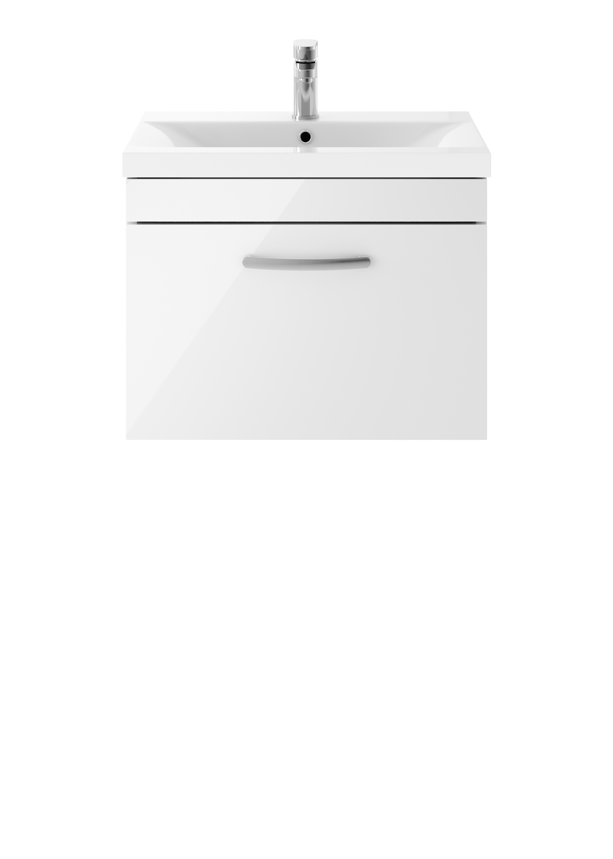 Nuie Athena Gloss White 600mm Wall Hung Vanity Unit with Mid Edge Basin ATH041A