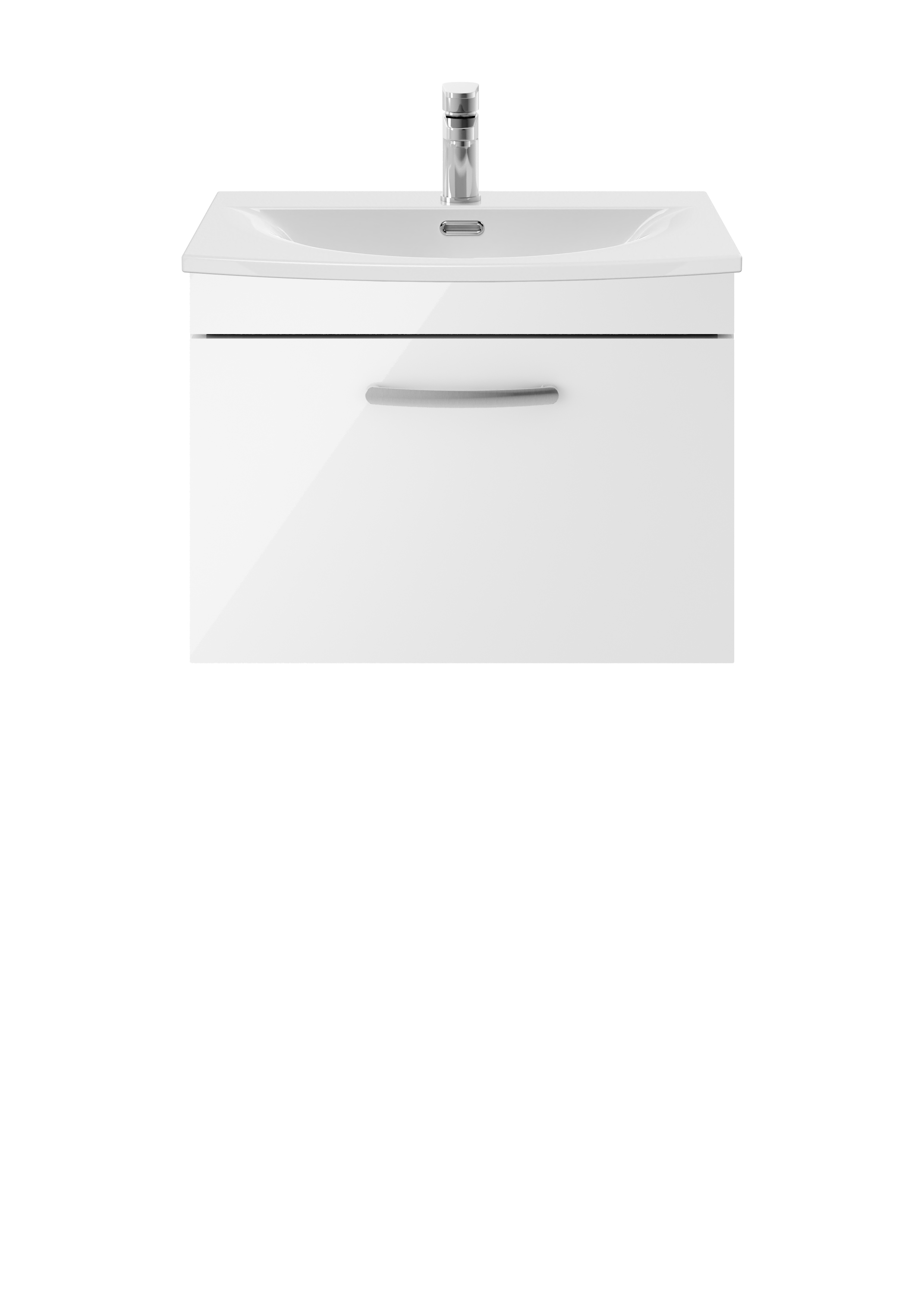 Nuie Athena Gloss White 600mm Wall Hung Vanity Unit with Curved Basin ATH041G