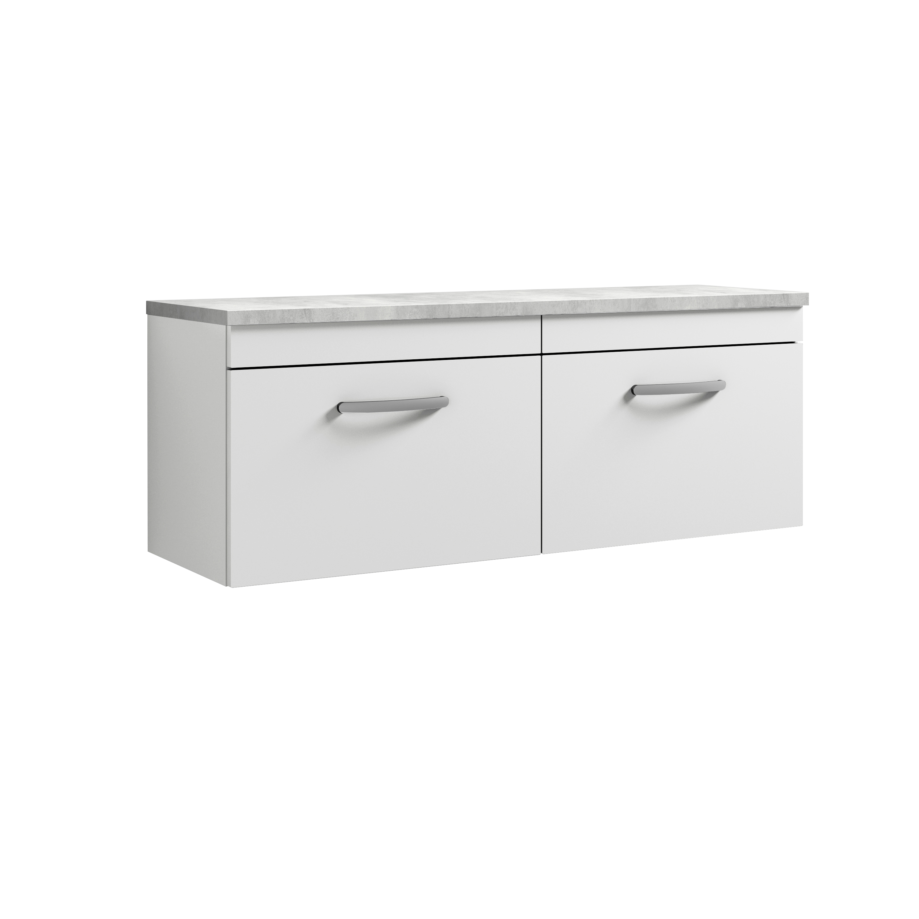 Nuie Athena Gloss White 1200mm Wall Hung 2 Drawer Unit and Laminate Worktop ATH041LBG2
