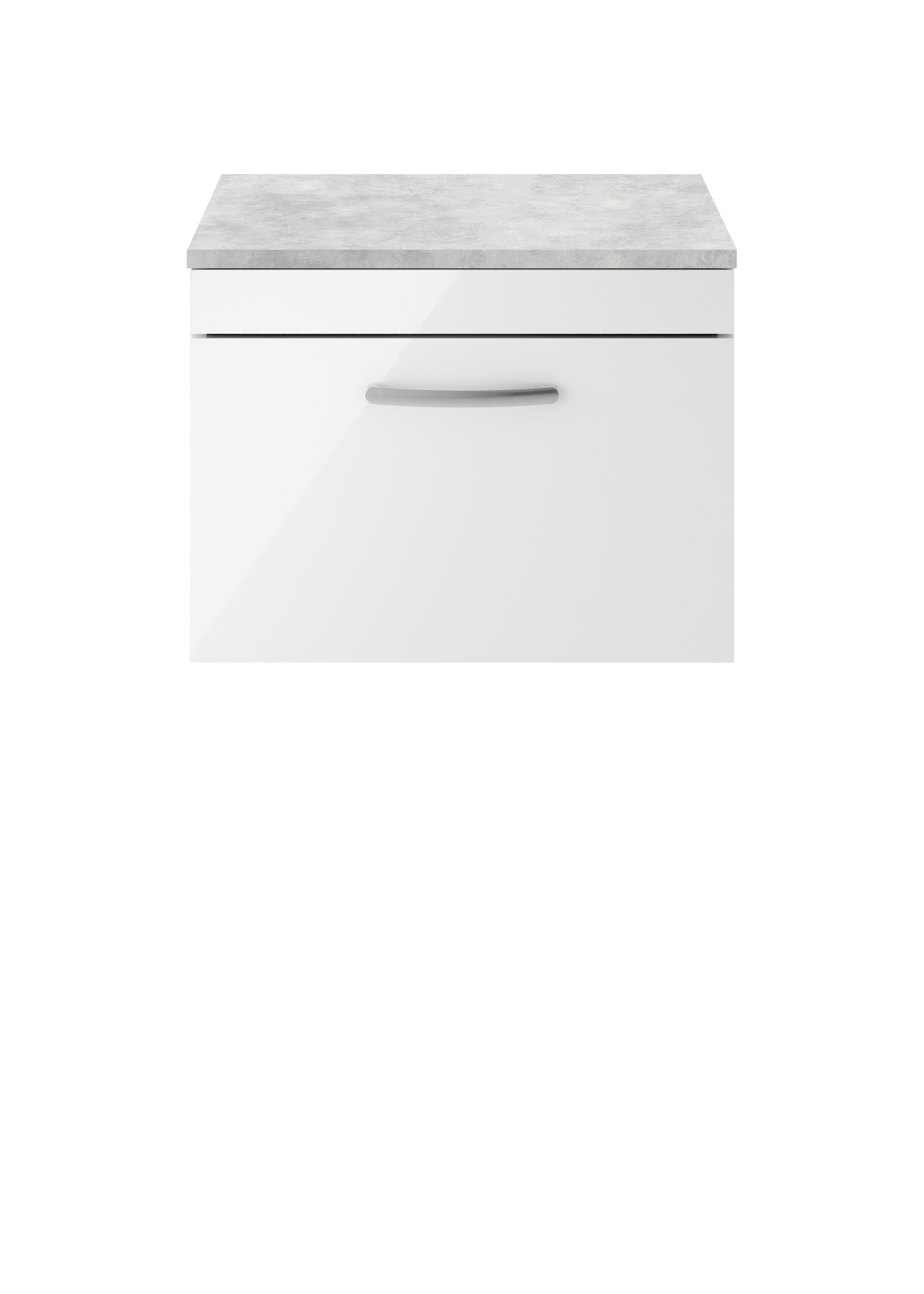 Nuie Athena Gloss White 600mm Wall Hung Vanity Unit with Grey Worktop ATH041LBG