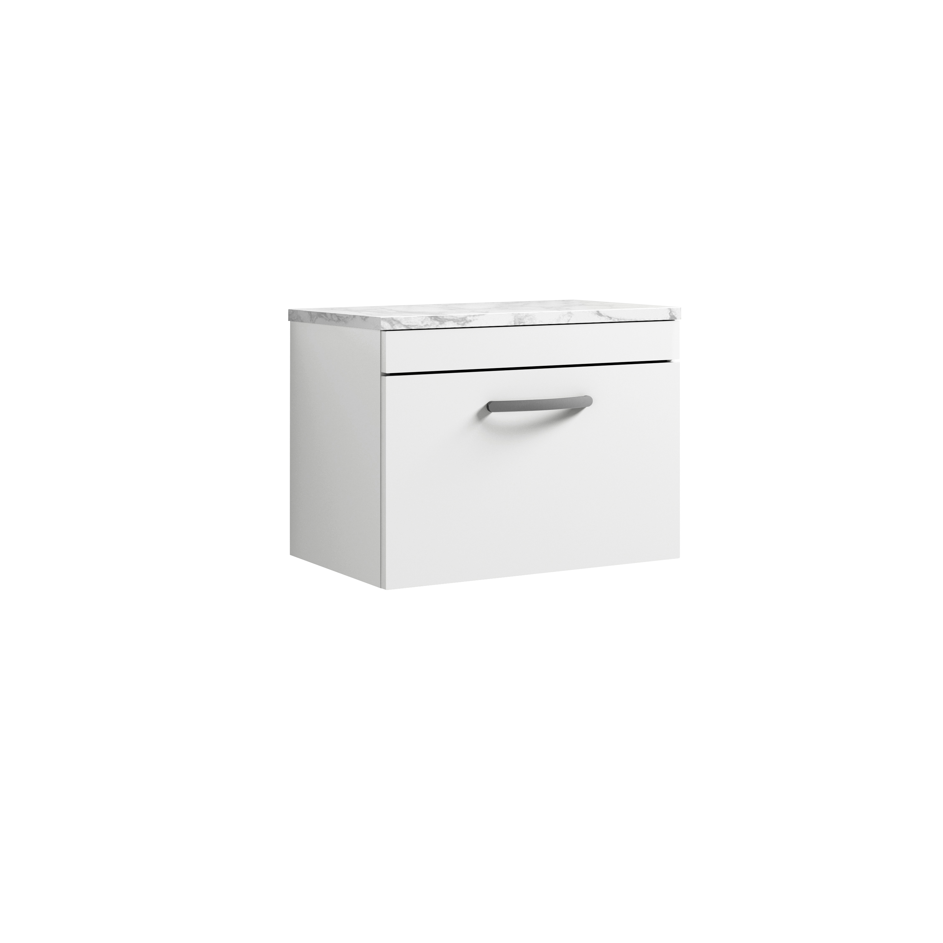 Nuie Athena Gloss White 600 Wall Hung Single Drawer Unit and Laminate Worktop ATH041LCM