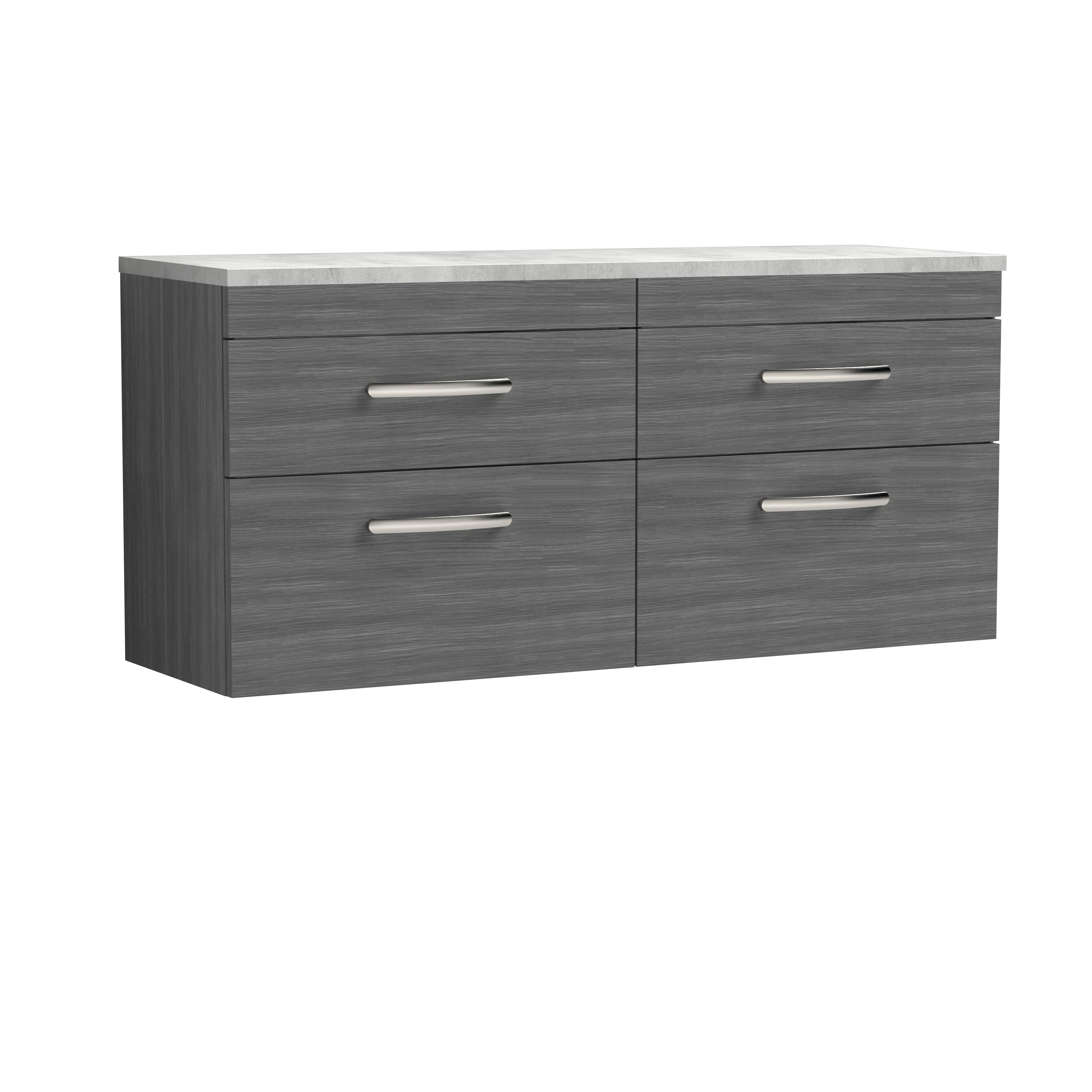 Nuie Athena Anthracite Woodgrain 1200mm Wall Hung 4 Drawer Unit and Laminate Worktop ATH046LBG2
