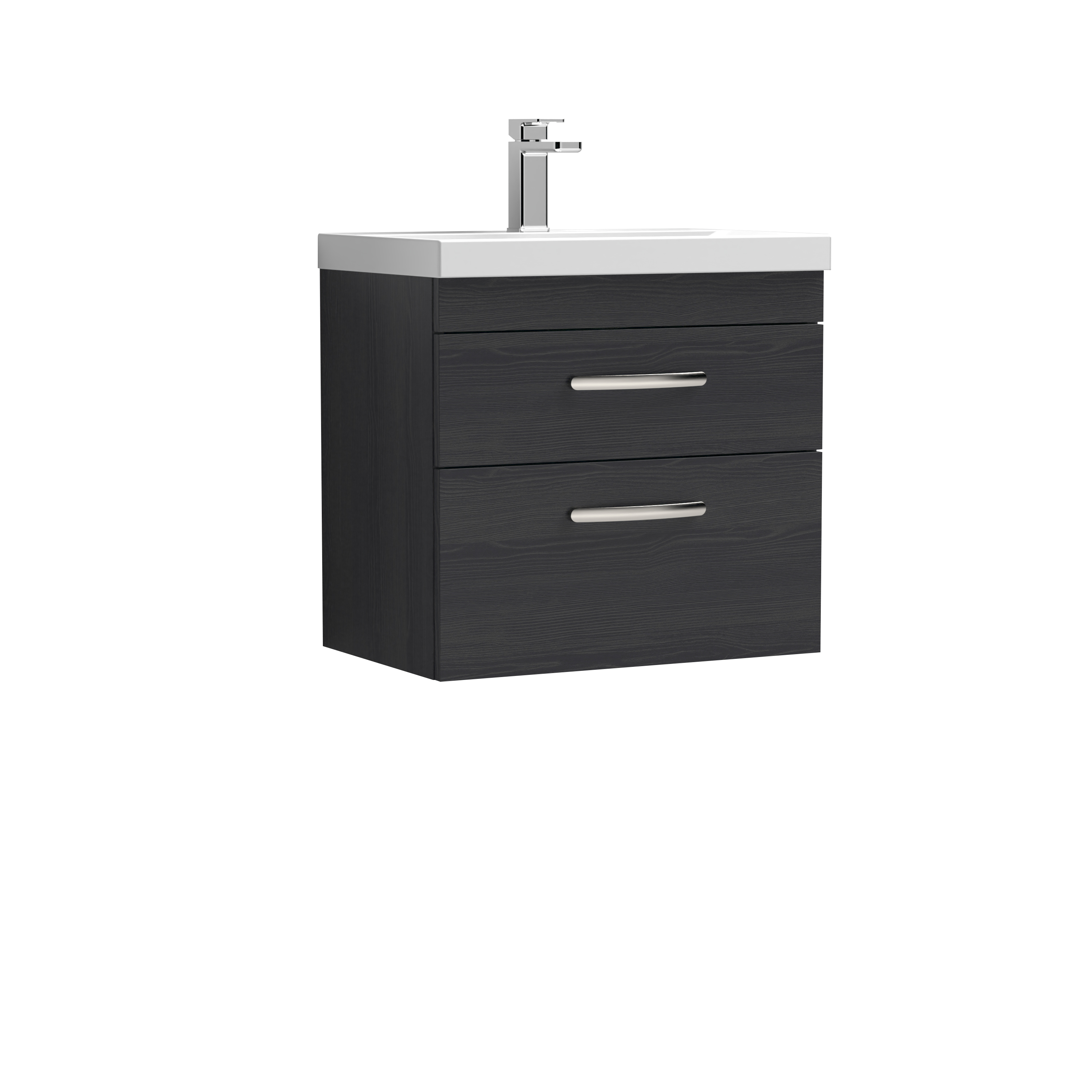Nuie Athena Charcoal Black 600mm Wall Hung Vanity Unit with Thin Edge Basin ATH047D