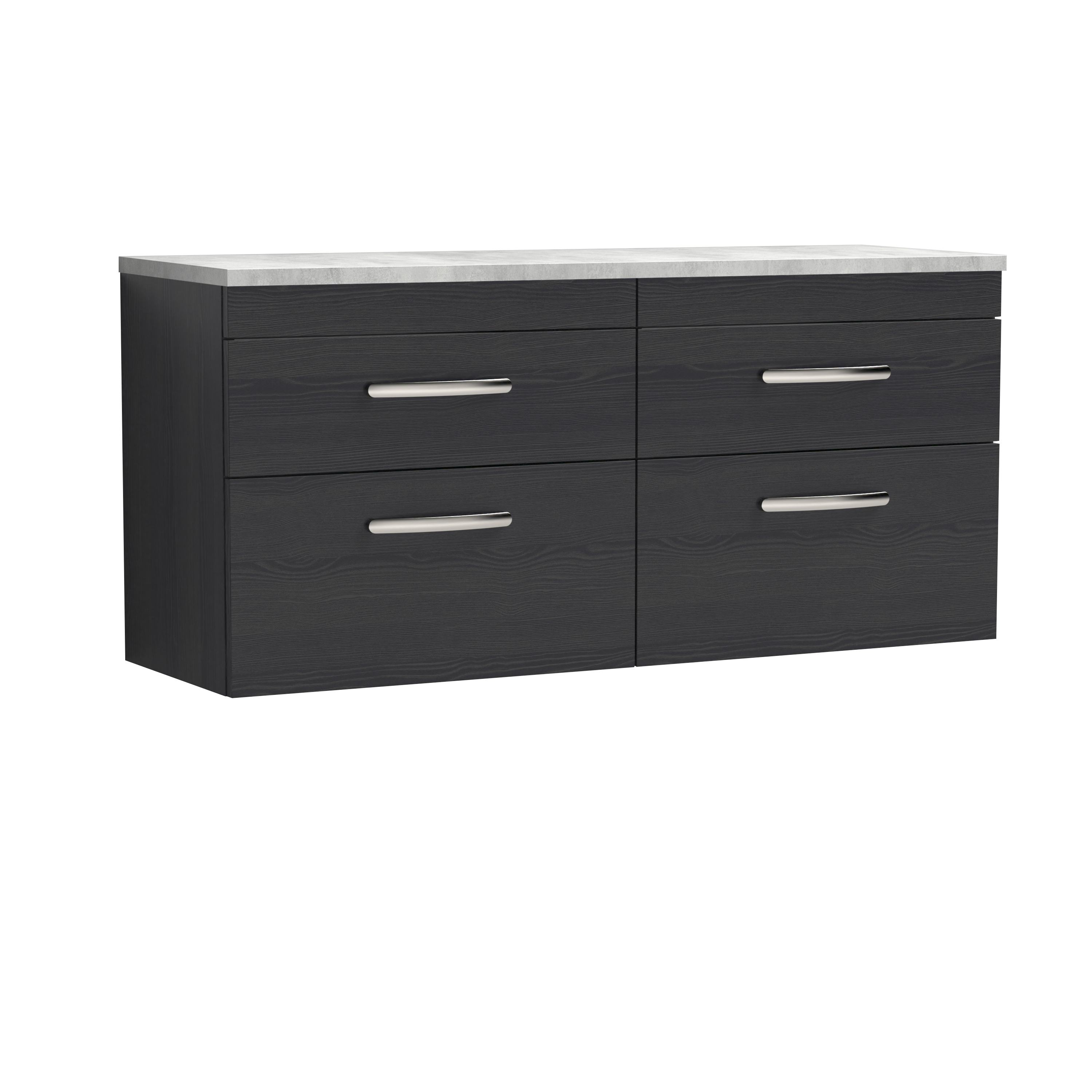 Nuie Athena Charcoal Black 1200mm Wall Hung 4 Drawer Unit and Laminate Worktop ATH047LBG2
