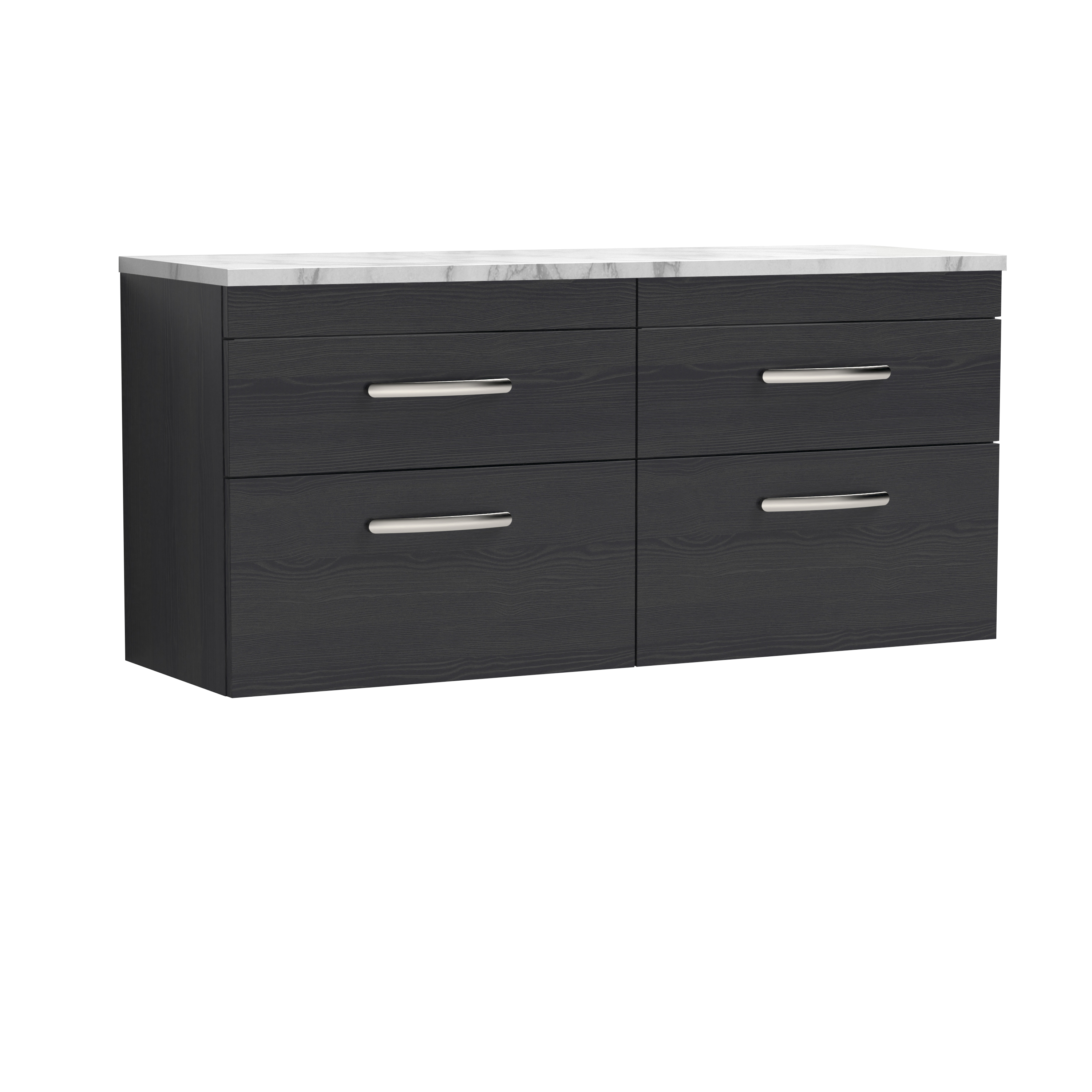 Nuie Athena Charcoal Black 1200 Wall Hung 4 Drawer Unit and Laminate Worktop ATH047LCM2