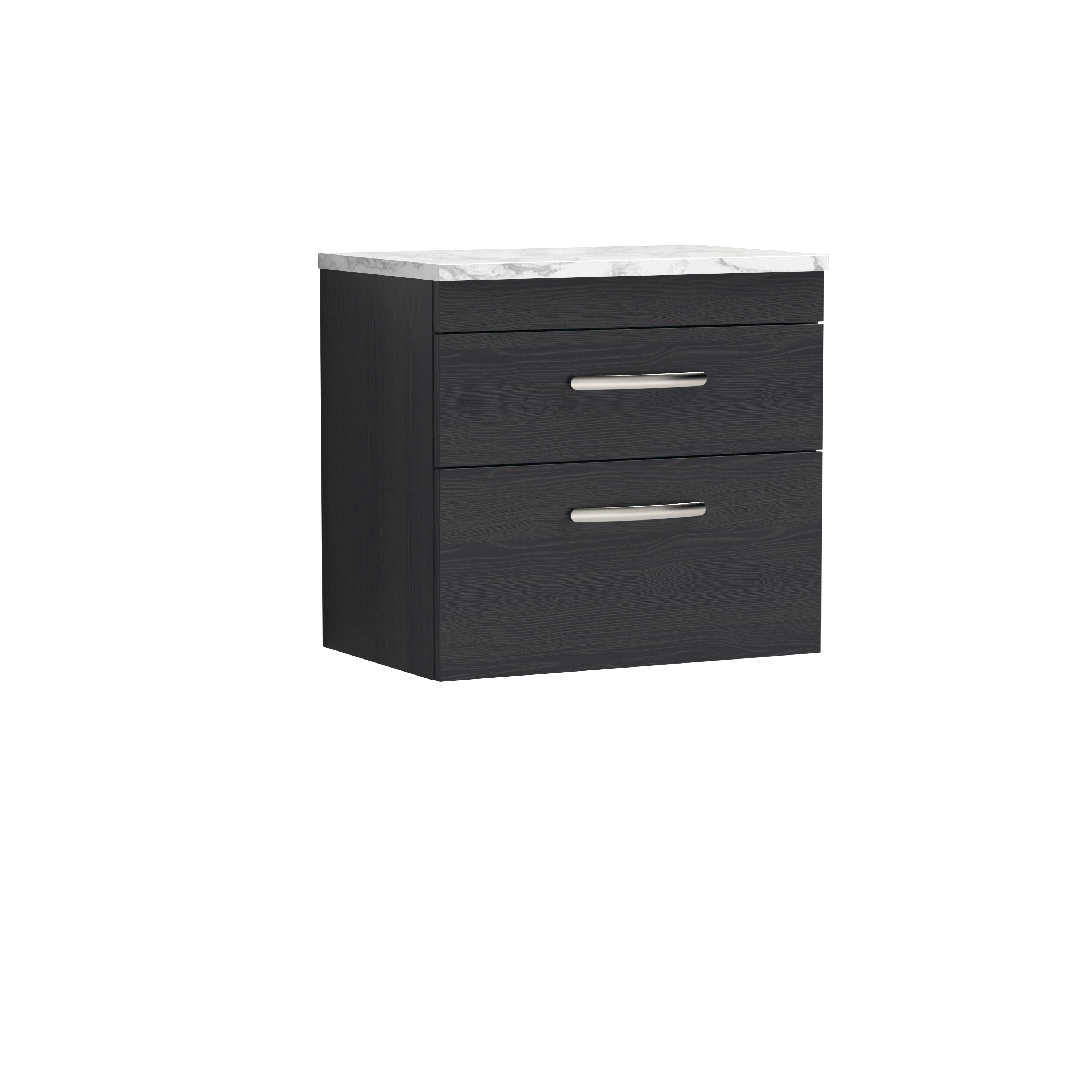 Nuie Athena Charcoal Black 600 Wall Hung 2 Drawer Unit and Laminate Worktop ATH047LCM