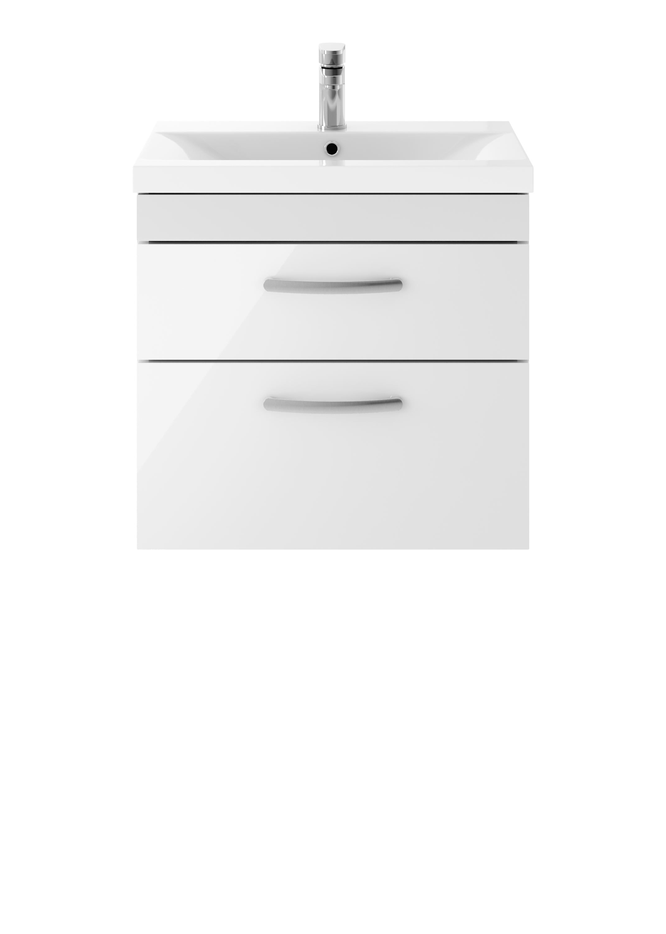 Nuie Athena Gloss White 600mm Wall Hung Vanity Unit with Mid Edge Basin ATH048A
