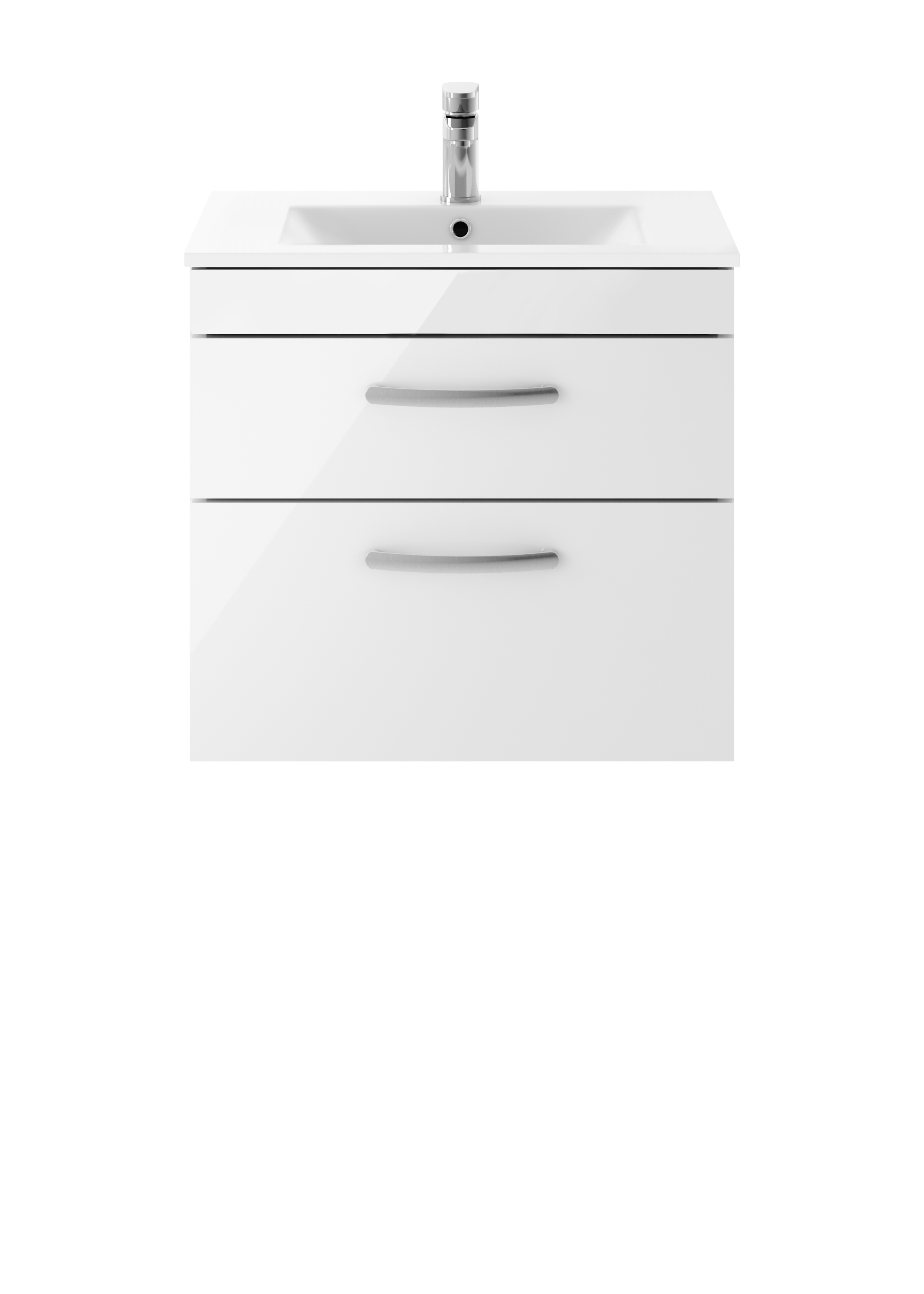 Nuie Athena Gloss White 600mm Wall Hung Vanity Unit with Minimalist Basin ATH048B