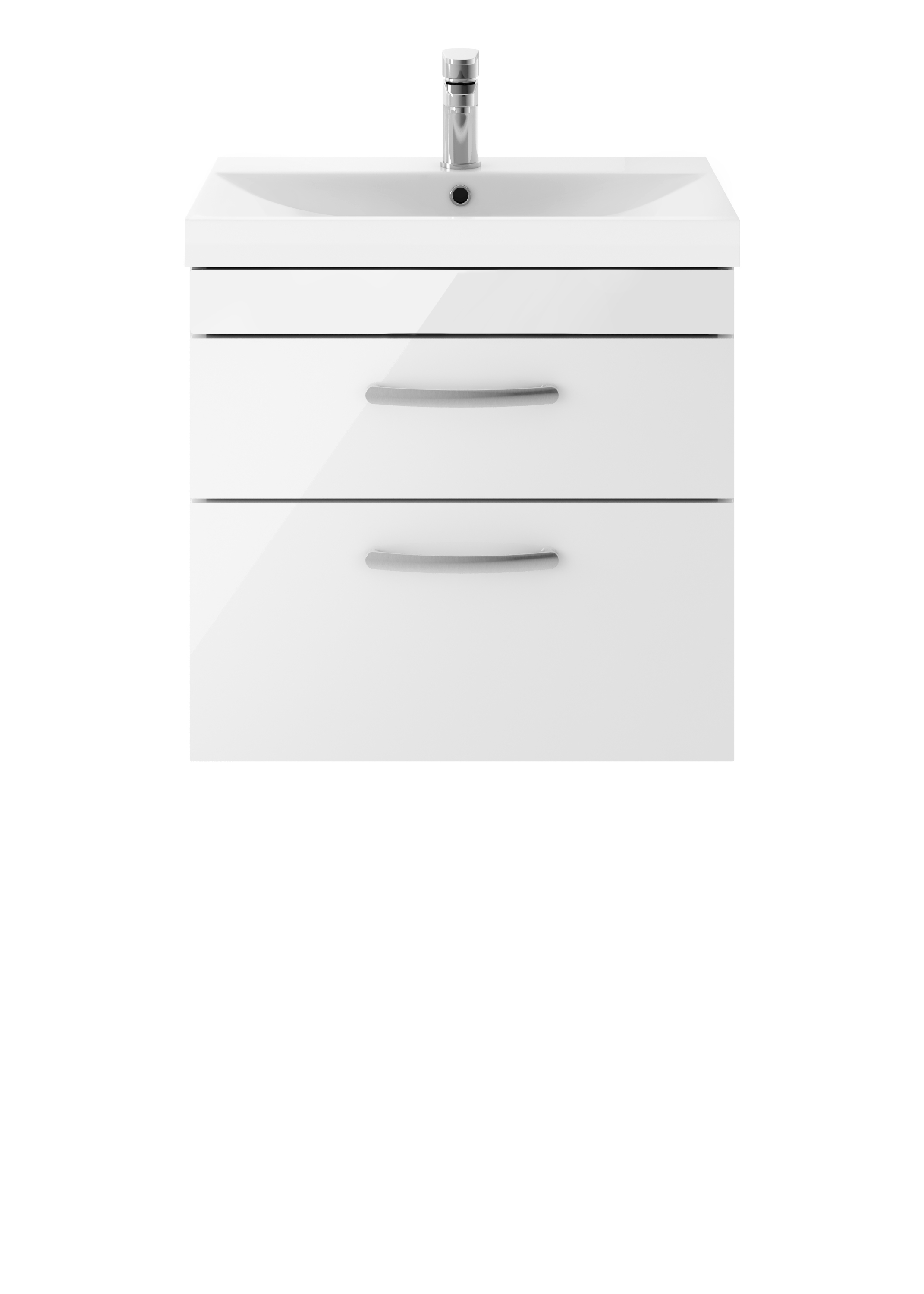 Nuie Athena Gloss White 600mm Wall Hung Vanity Unit with Thin Edge Basin ATH048D