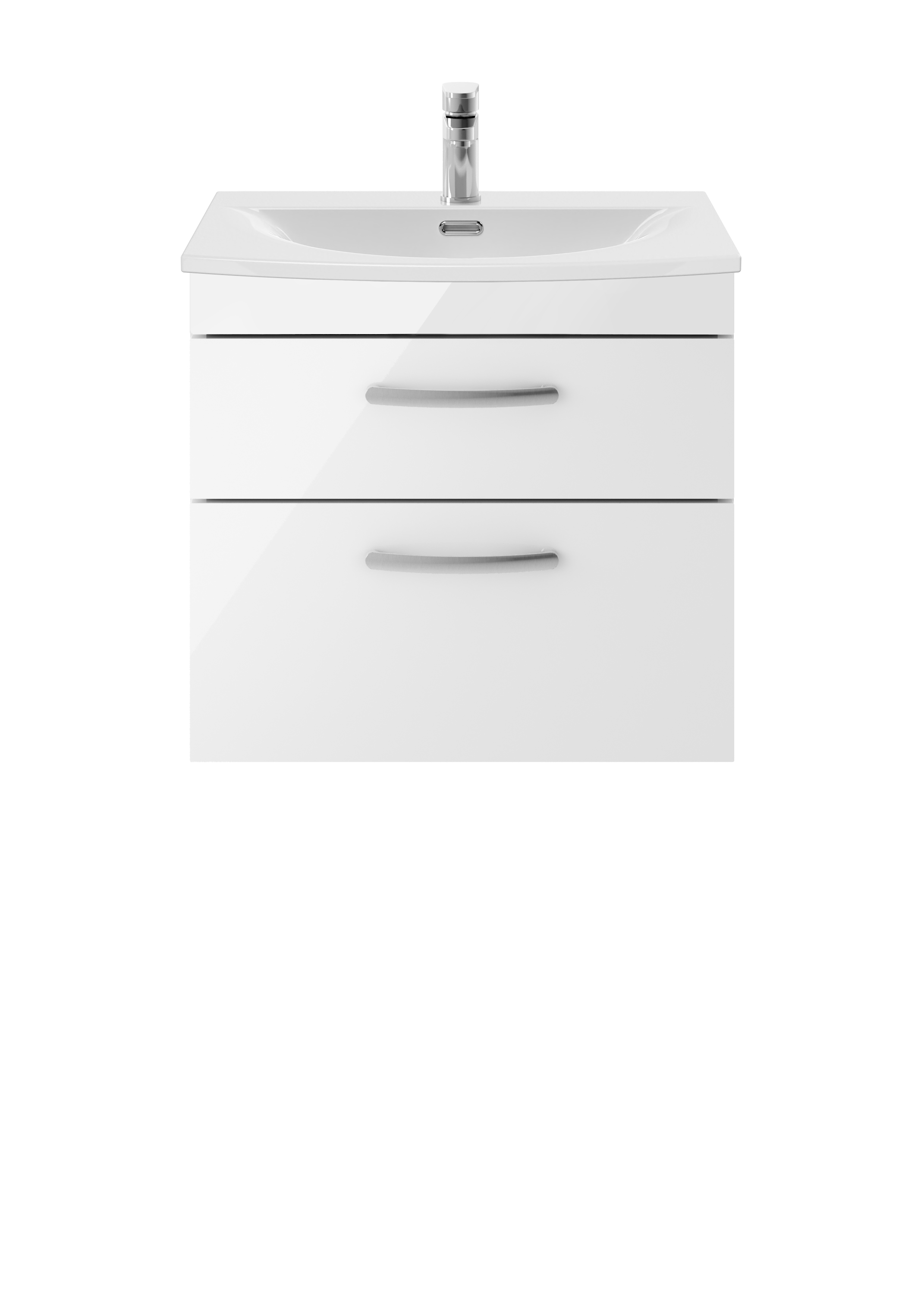 Nuie Athena Gloss White 600mm Wall Hung Vanity Unit with Curved Basin ATH048G