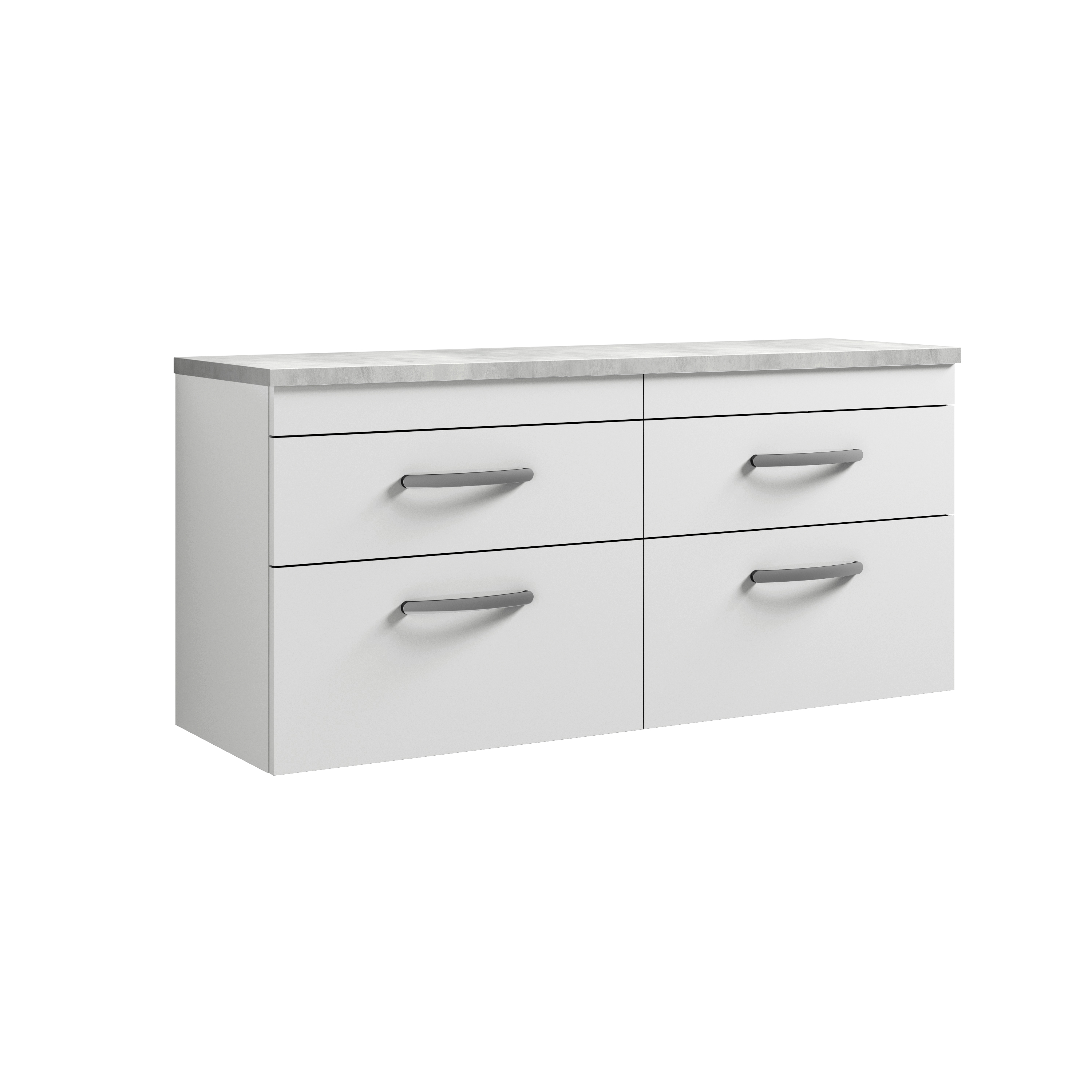 Nuie Athena Gloss White 1200mm Wall Hung 4 Drawer Unit and Laminate Worktop ATH048LBG2