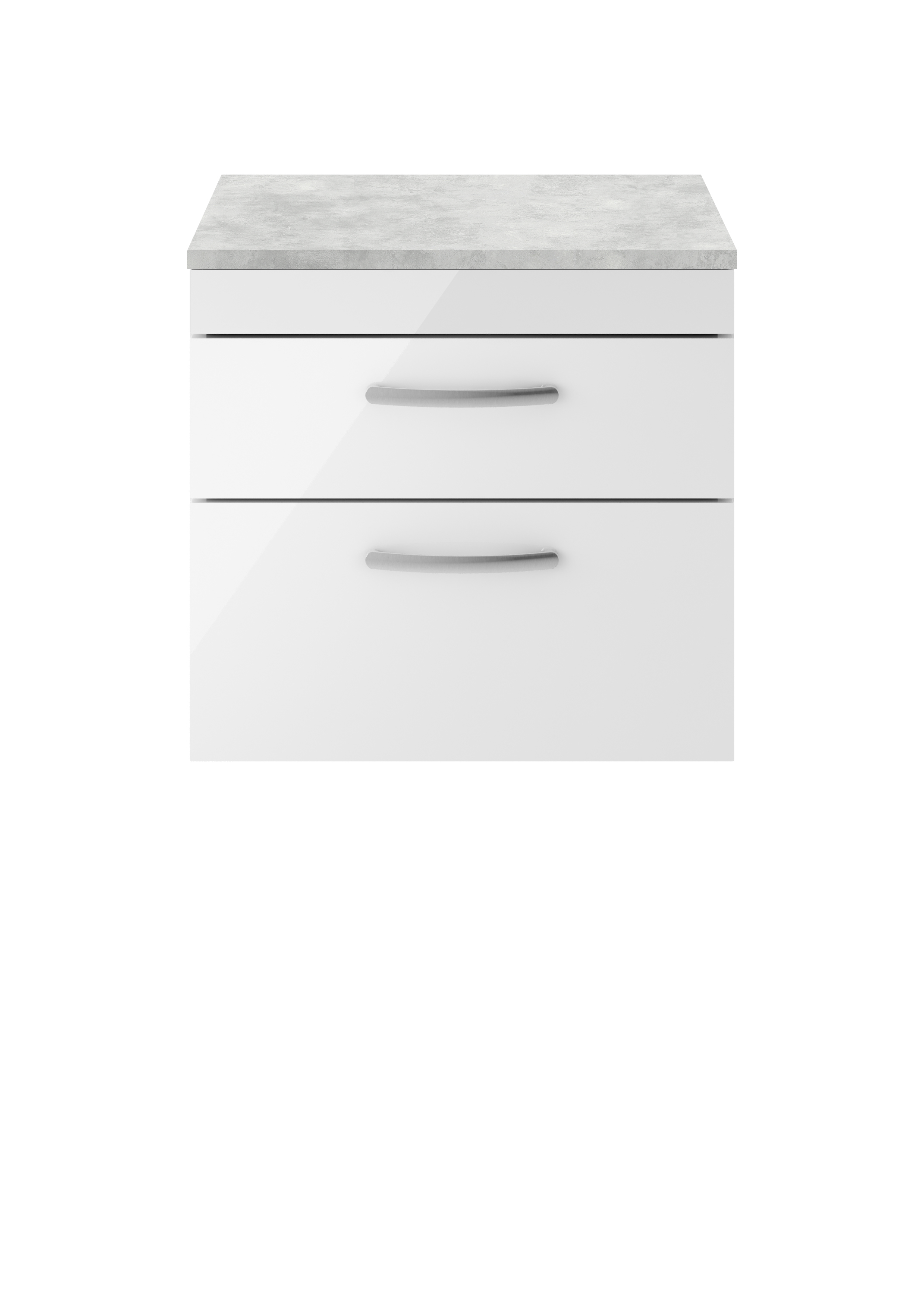 Nuie Athena Gloss White 600mm Wall Hung Vanity Unit with Grey Worktop ATH048LBG
