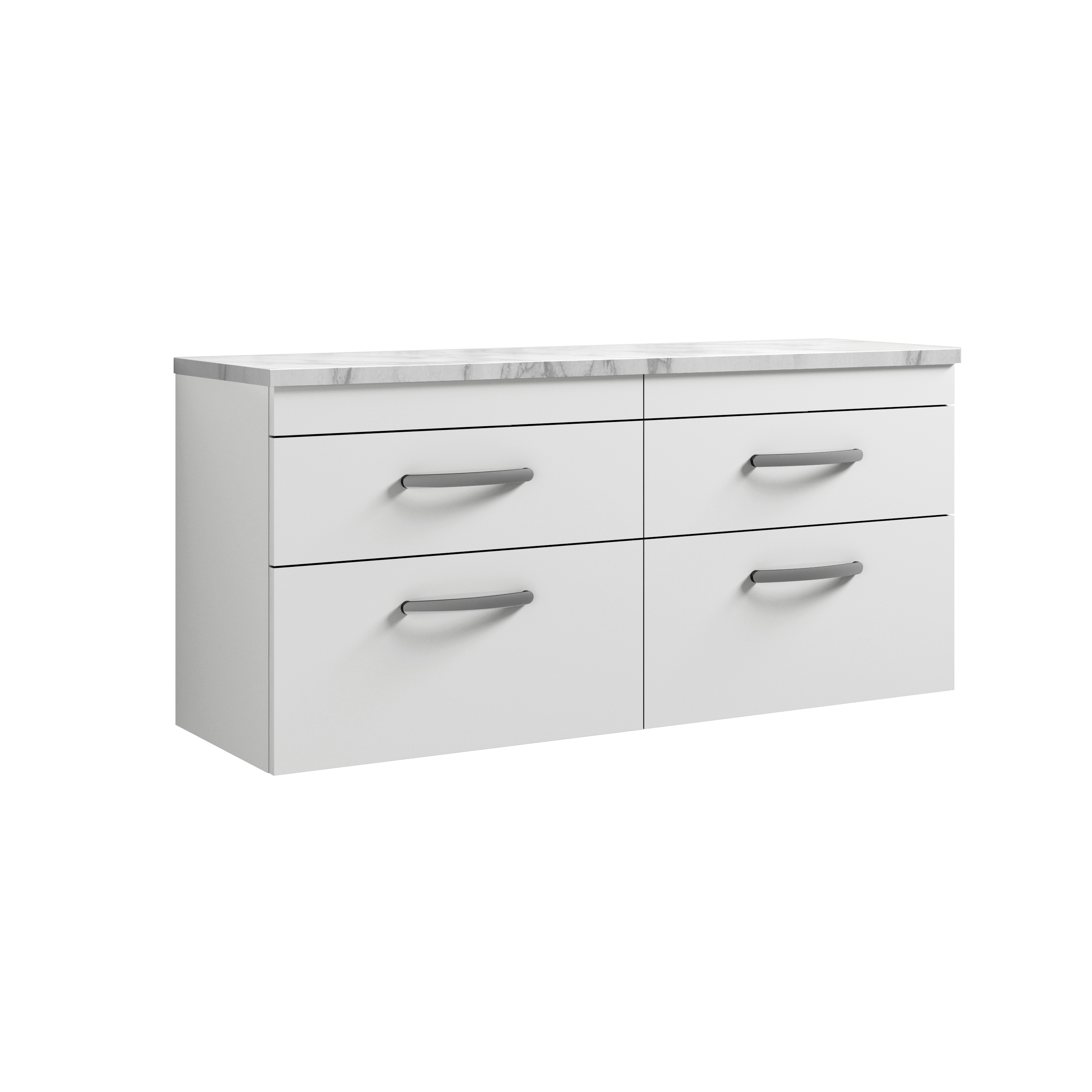 Nuie Athena Gloss White 1200 Wall Hung 4 Drawer Unit and Laminate Worktop ATH048LCM2