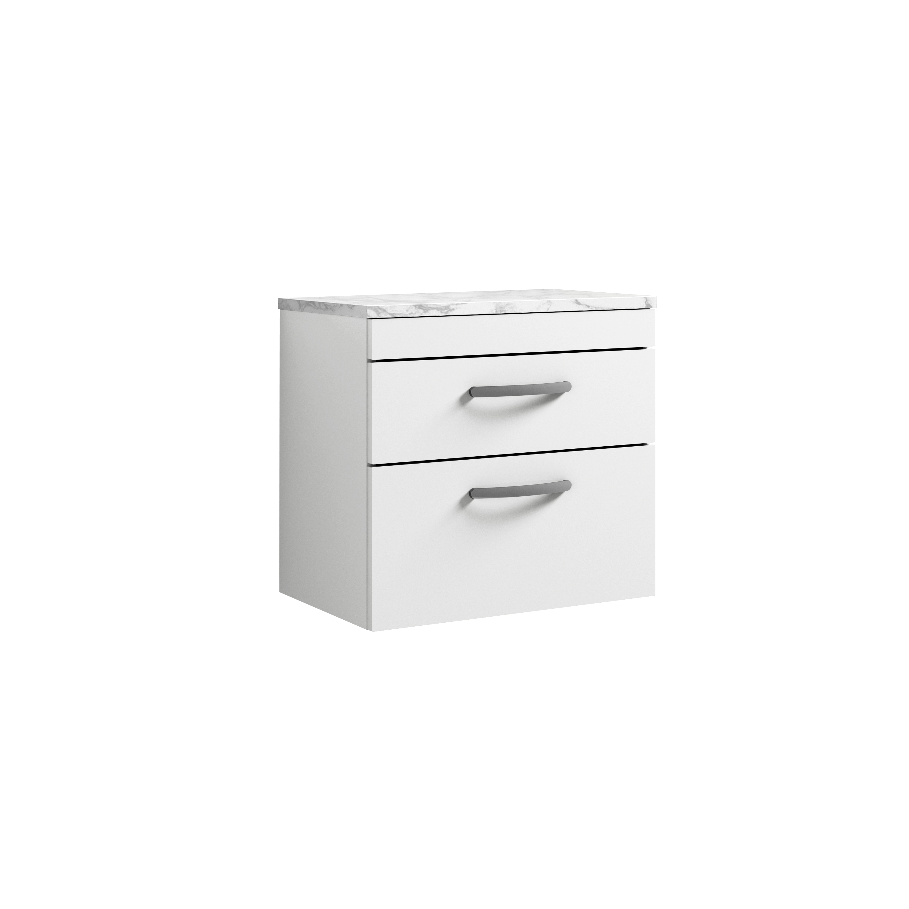 Nuie Athena Gloss White 600 Wall Hung 2 Drawer Unit and Laminate Worktop ATH048LCM