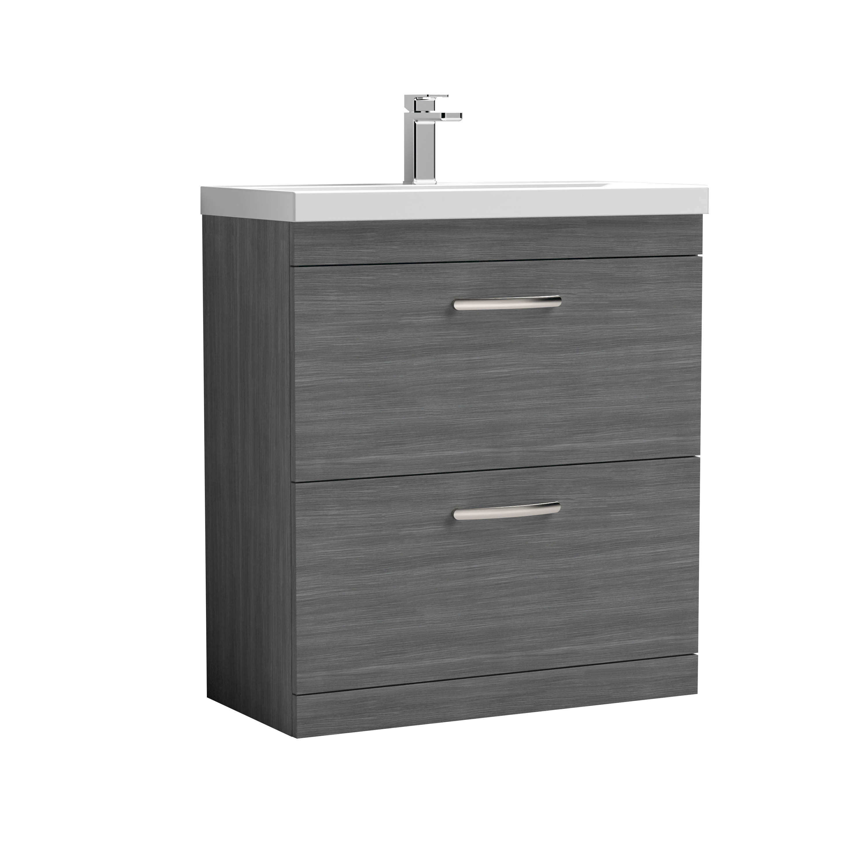 Nuie Athena Anthracite Woodgrain 800mm Floor Standing Vanity Unit with Mid Edge Basin ATH053A