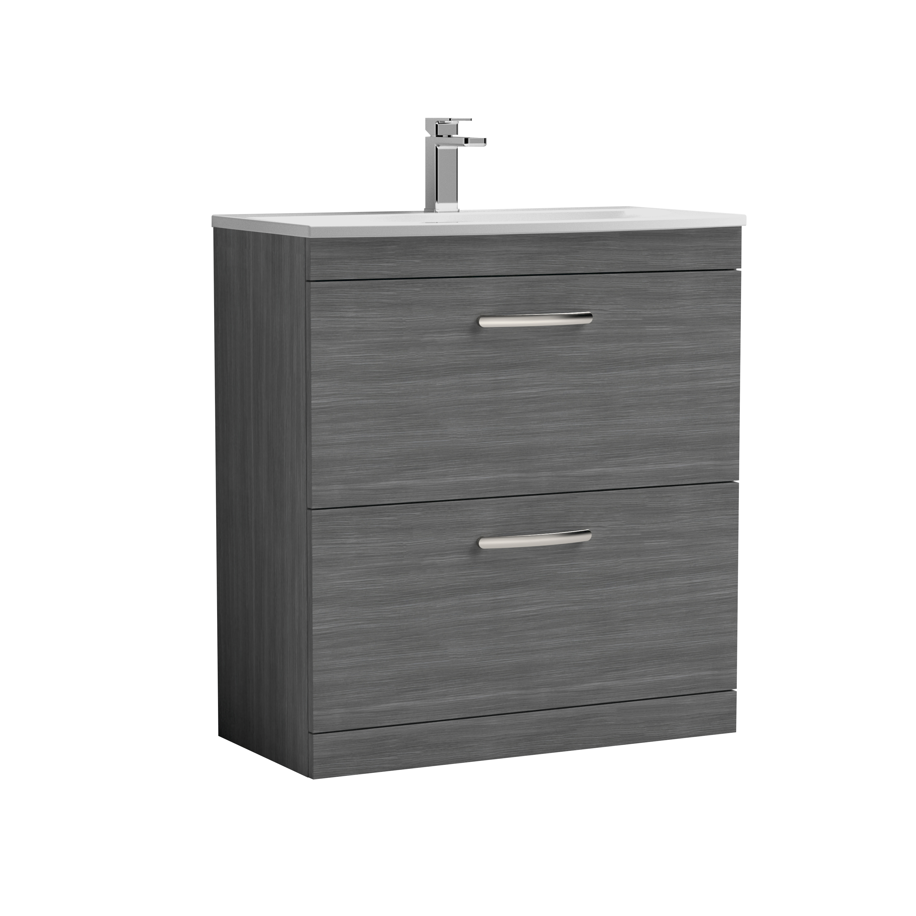Nuie Athena Anthracite Woodgrain 800mm Floor Standing Vanity Unit with Curved Basin ATH053G