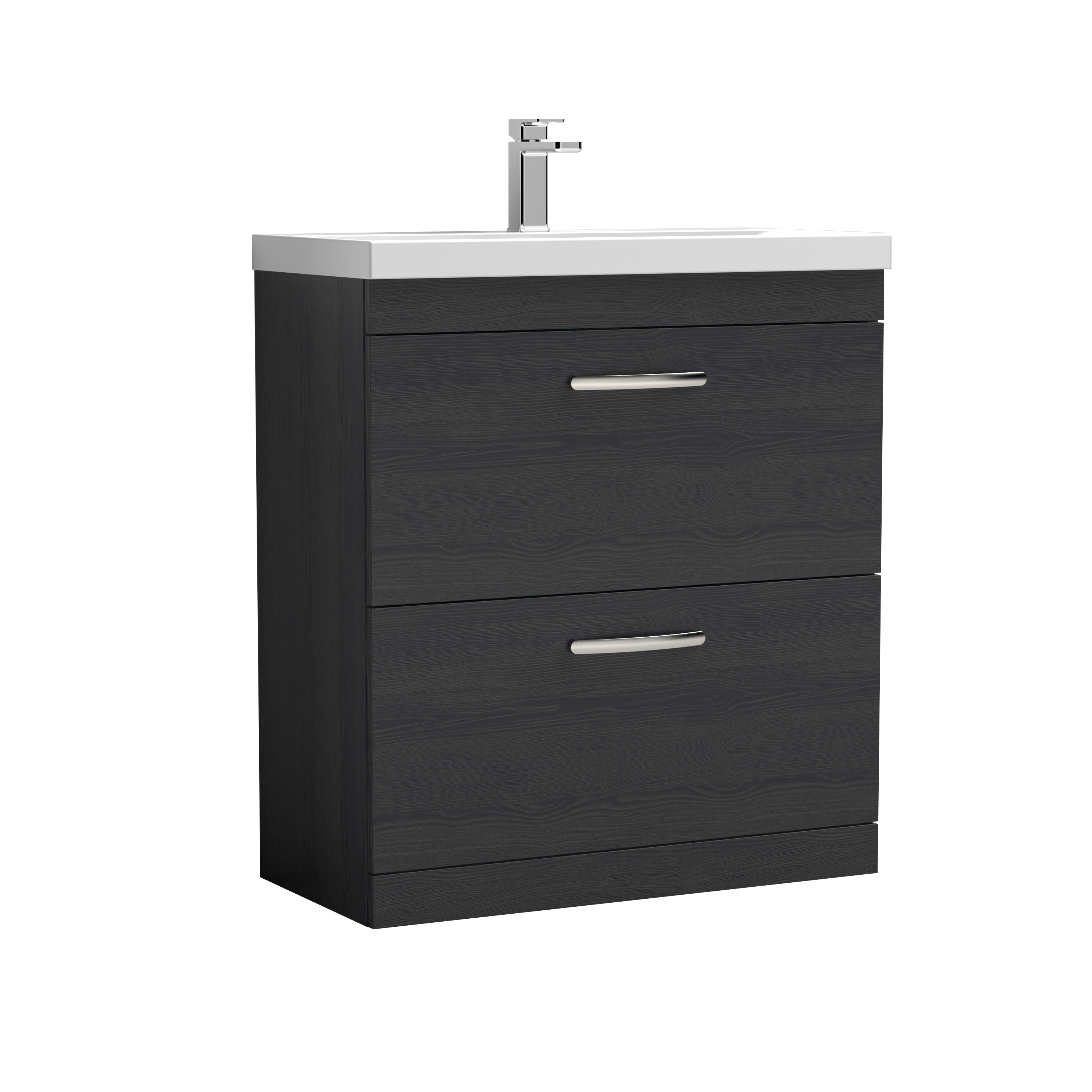 Nuie Athena Charcoal Black 800mm Floor Standing Vanity Unit with Mid Edge Basin ATH054A
