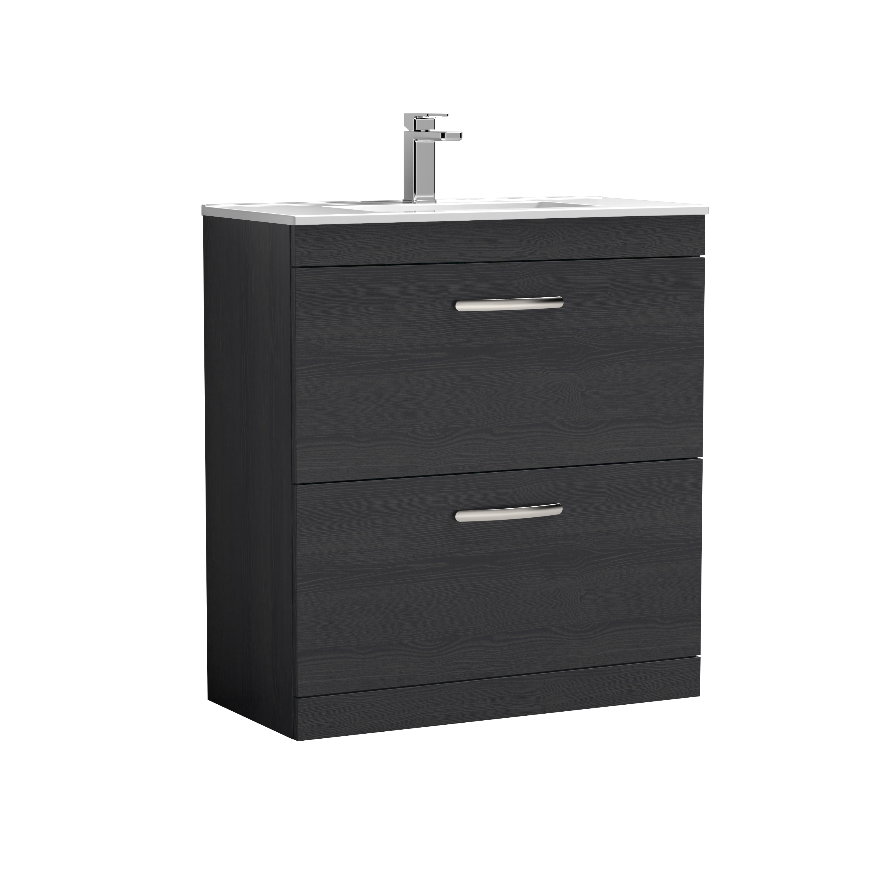 Nuie Athena Charcoal Black 800mm Floor Standing Vanity Unit with Minimalist Basin ATH054B