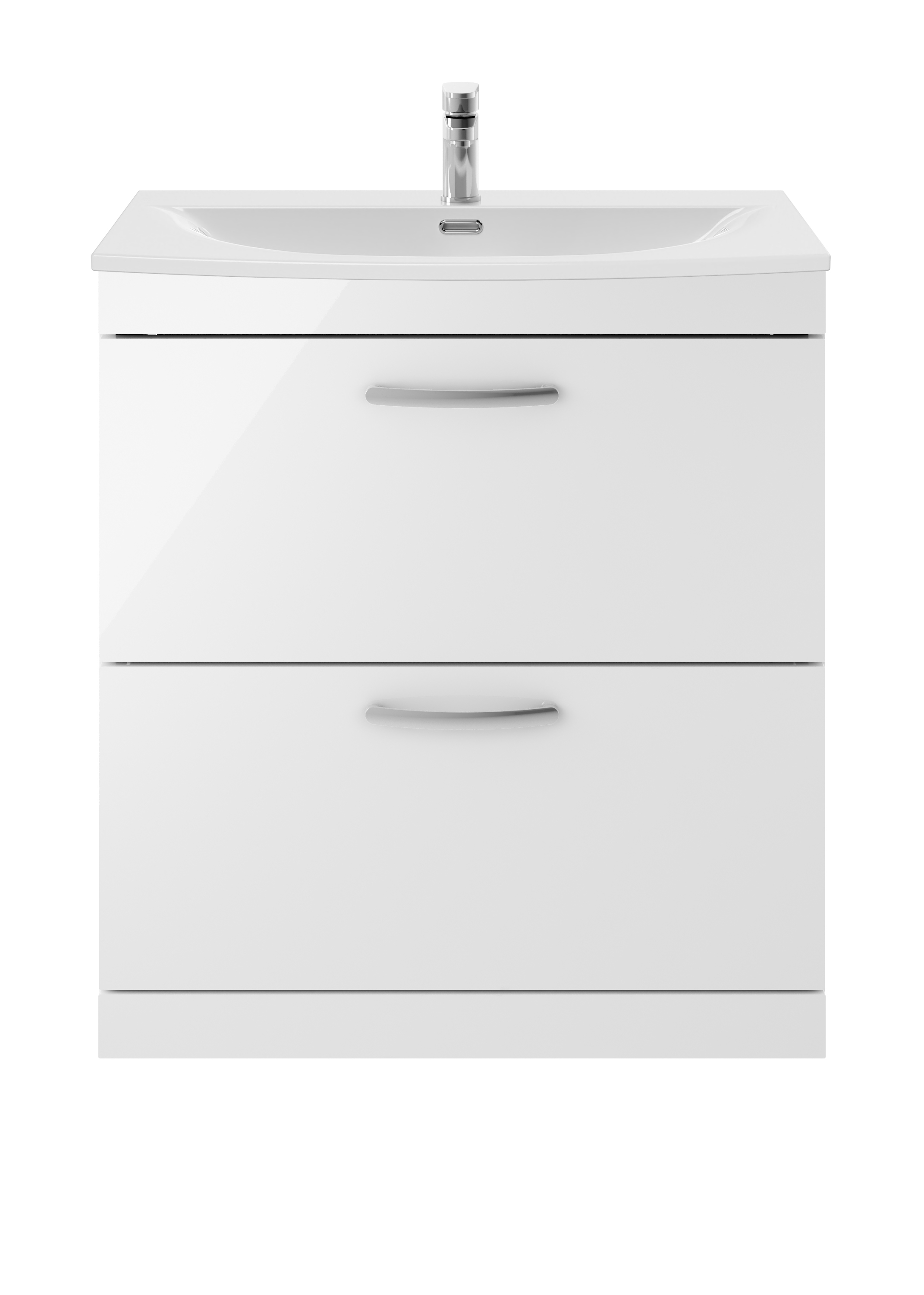 Nuie Athena Gloss White 800mm Floor Standing Vanity Unit with Curved Basin ATH055G