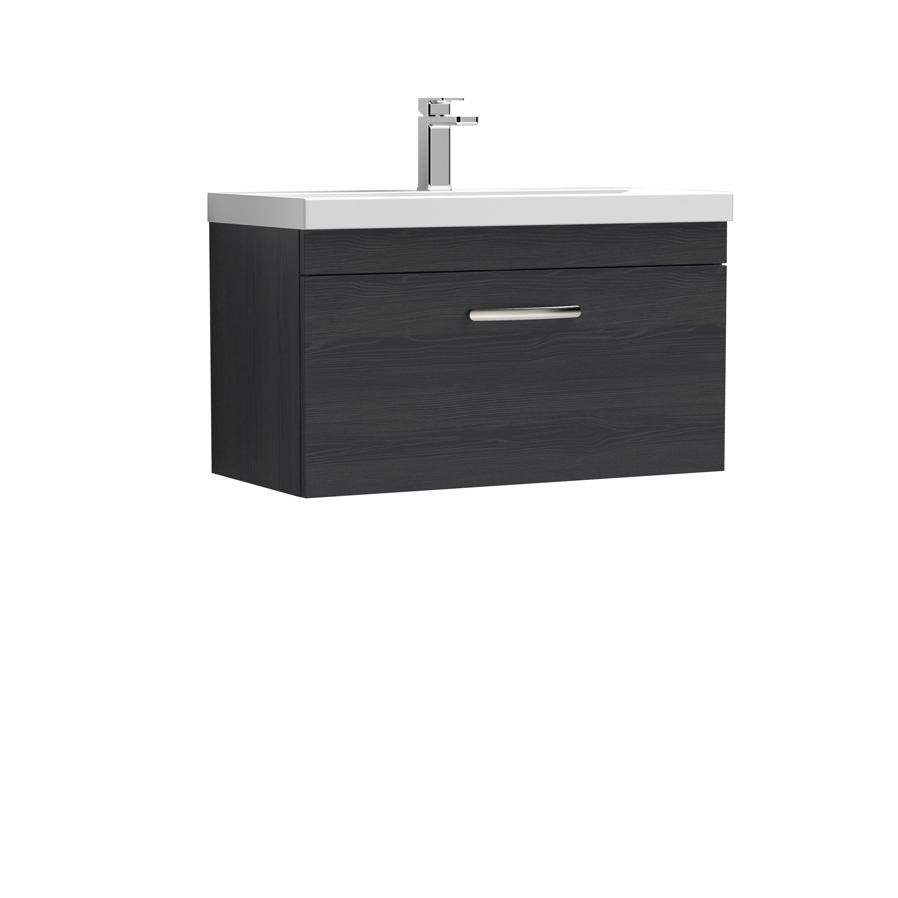Nuie Athena Charcoal Black 800mm Wall Hung Vanity Unit with Mid Edge Basin ATH061A