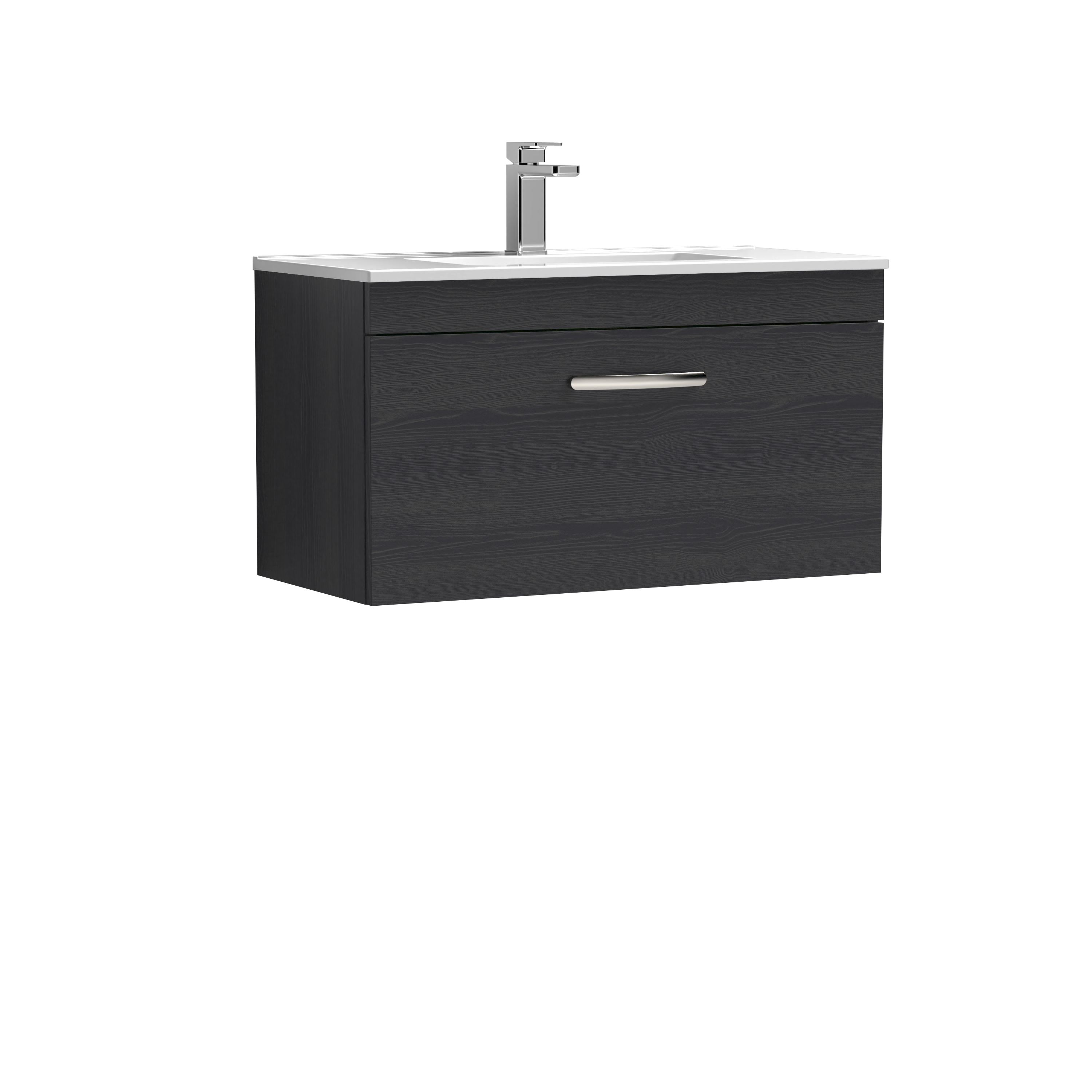 Nuie Athena Charcoal Black 800mm Wall Hung Vanity Unit with Minimalist Basin ATH061B