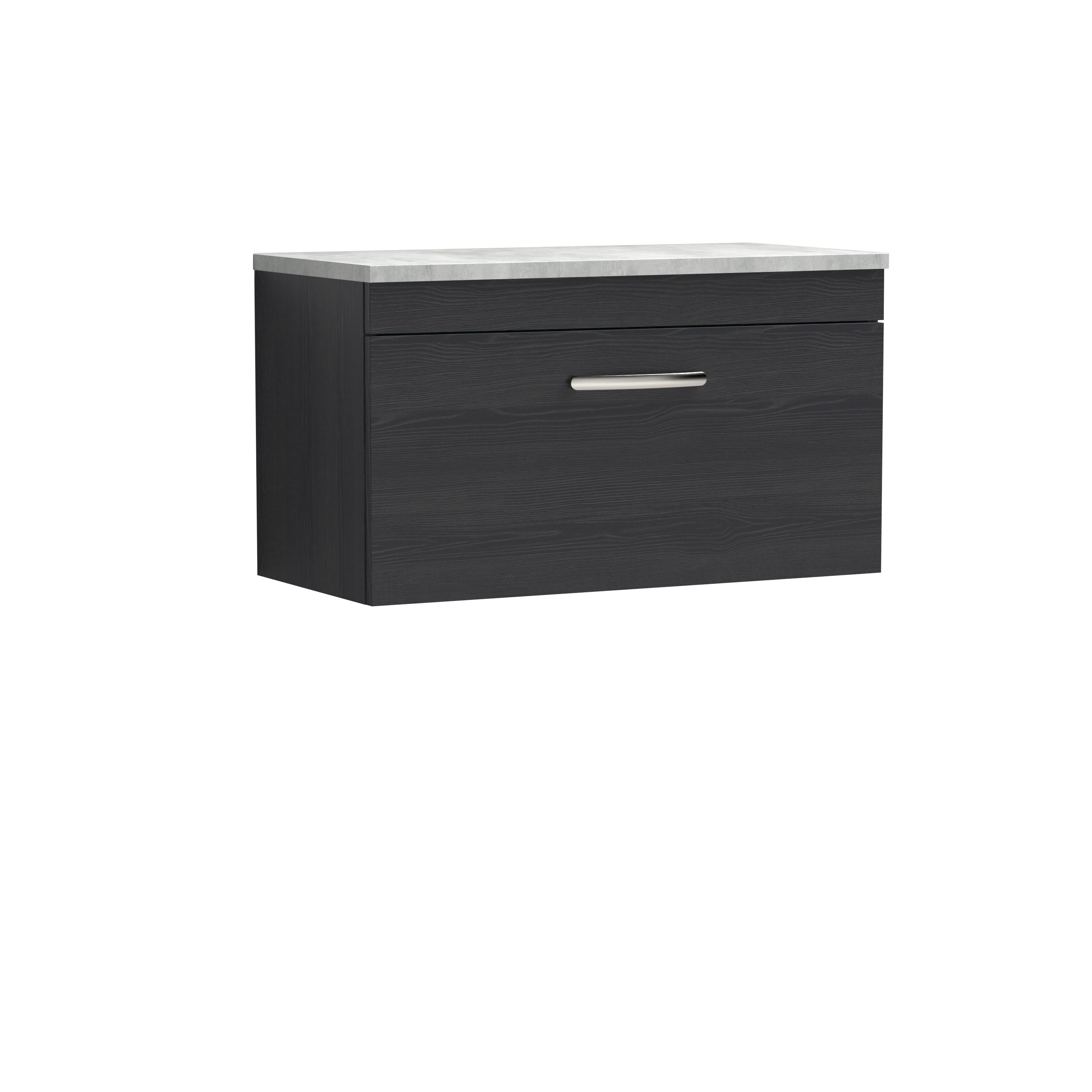 Nuie Athena Charcoal Black 800mm Wall Hung Vanity Unit with Grey Worktop ATH061LBG