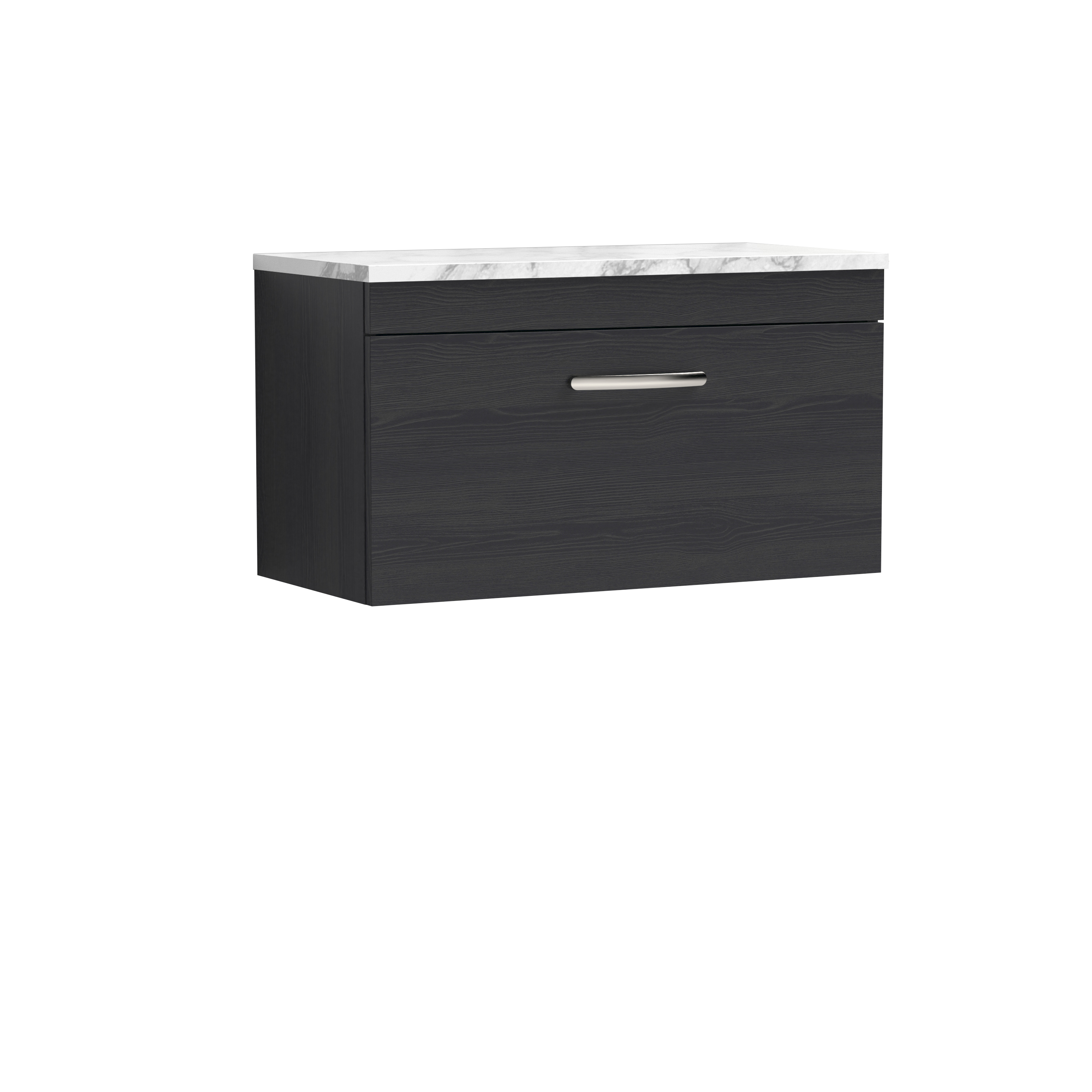 Nuie Athena Charcoal Black 800 Wall Hung Single Drawer Unit and Laminate Worktop ATH061LCM