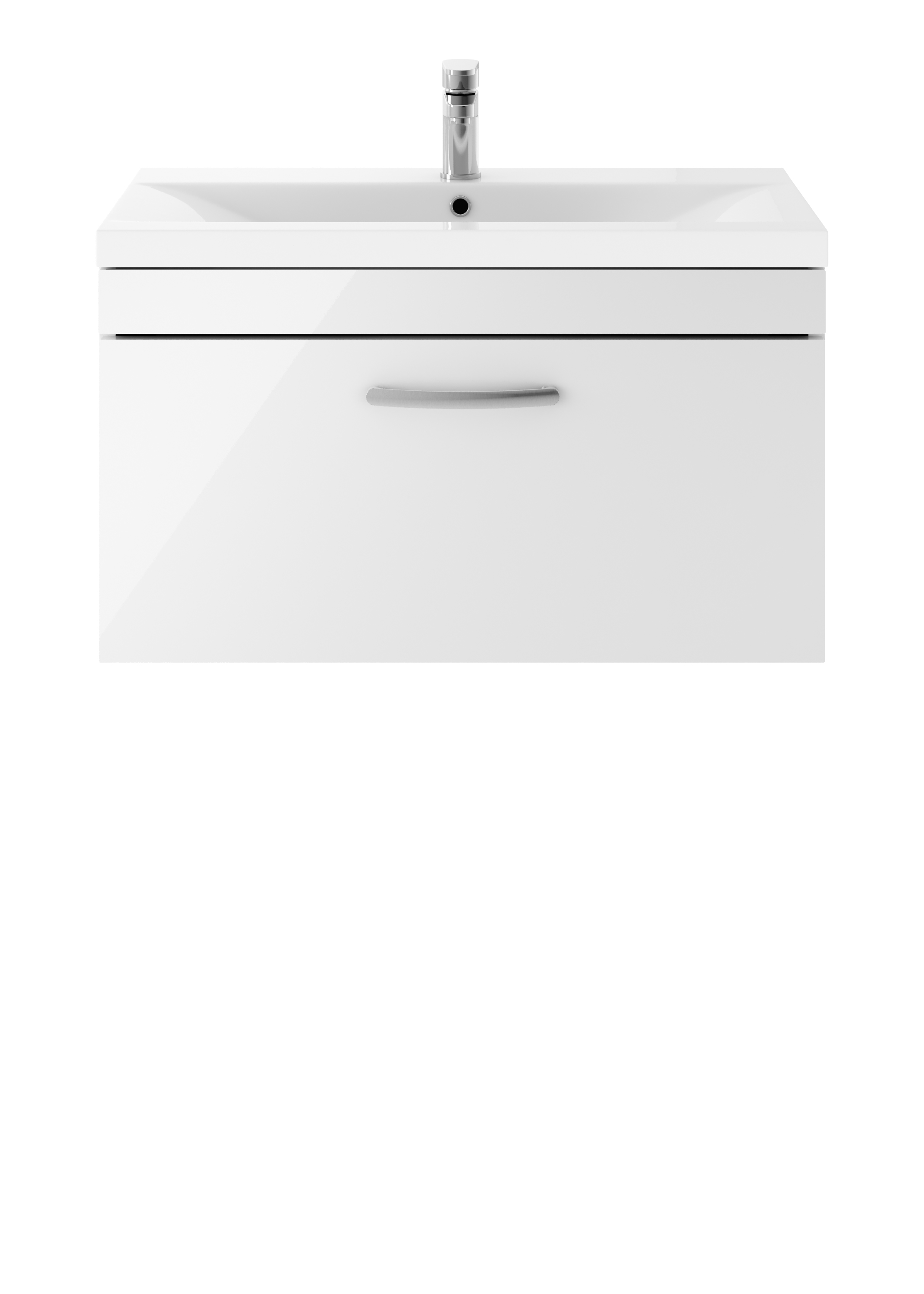 Nuie Athena Gloss White 800mm Wall Hung Vanity Unit with Mid Edge Basin ATH062A