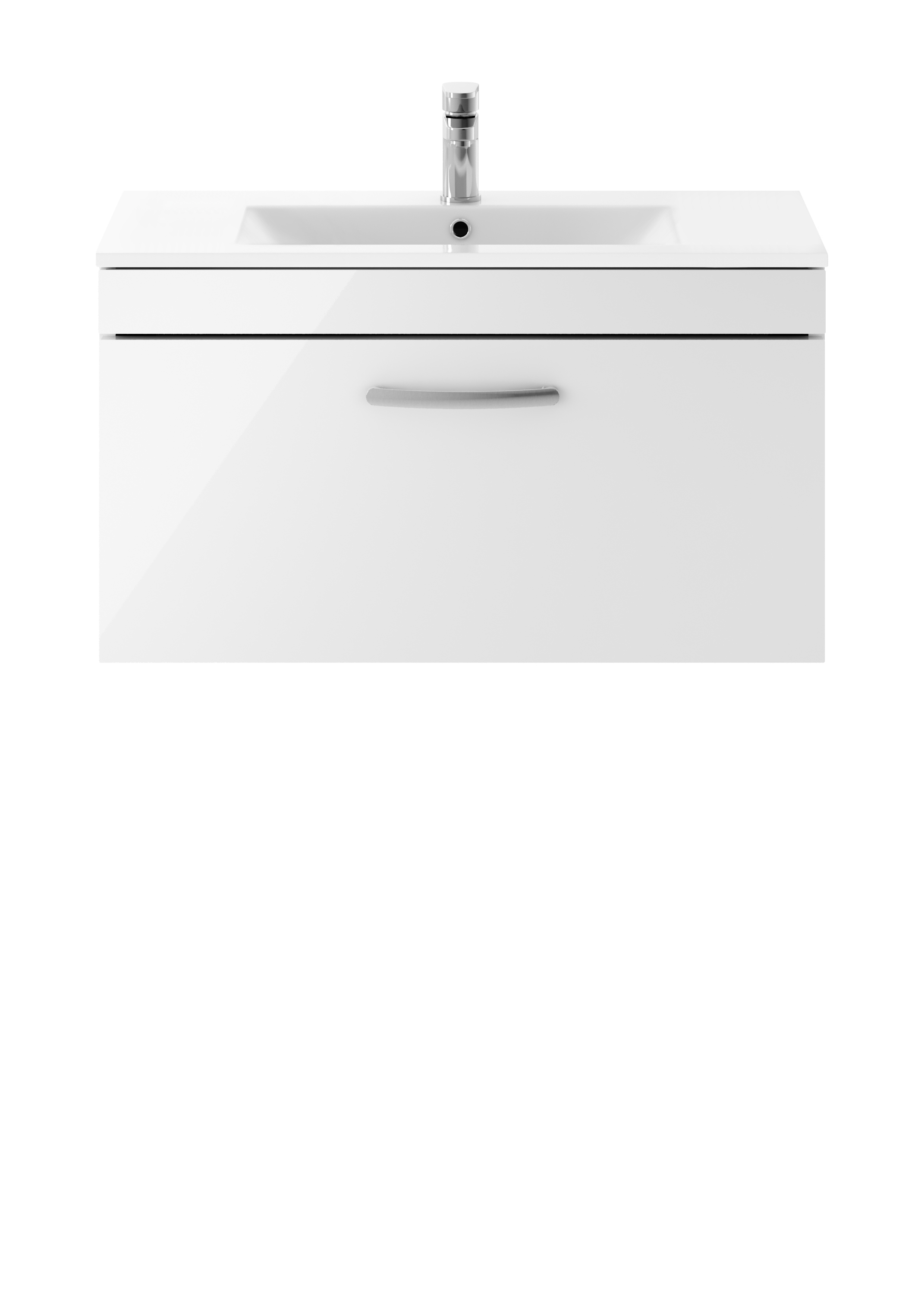 Nuie Athena Gloss White 800mm Wall Hung Vanity Unit with Minimalist Basin ATH062B