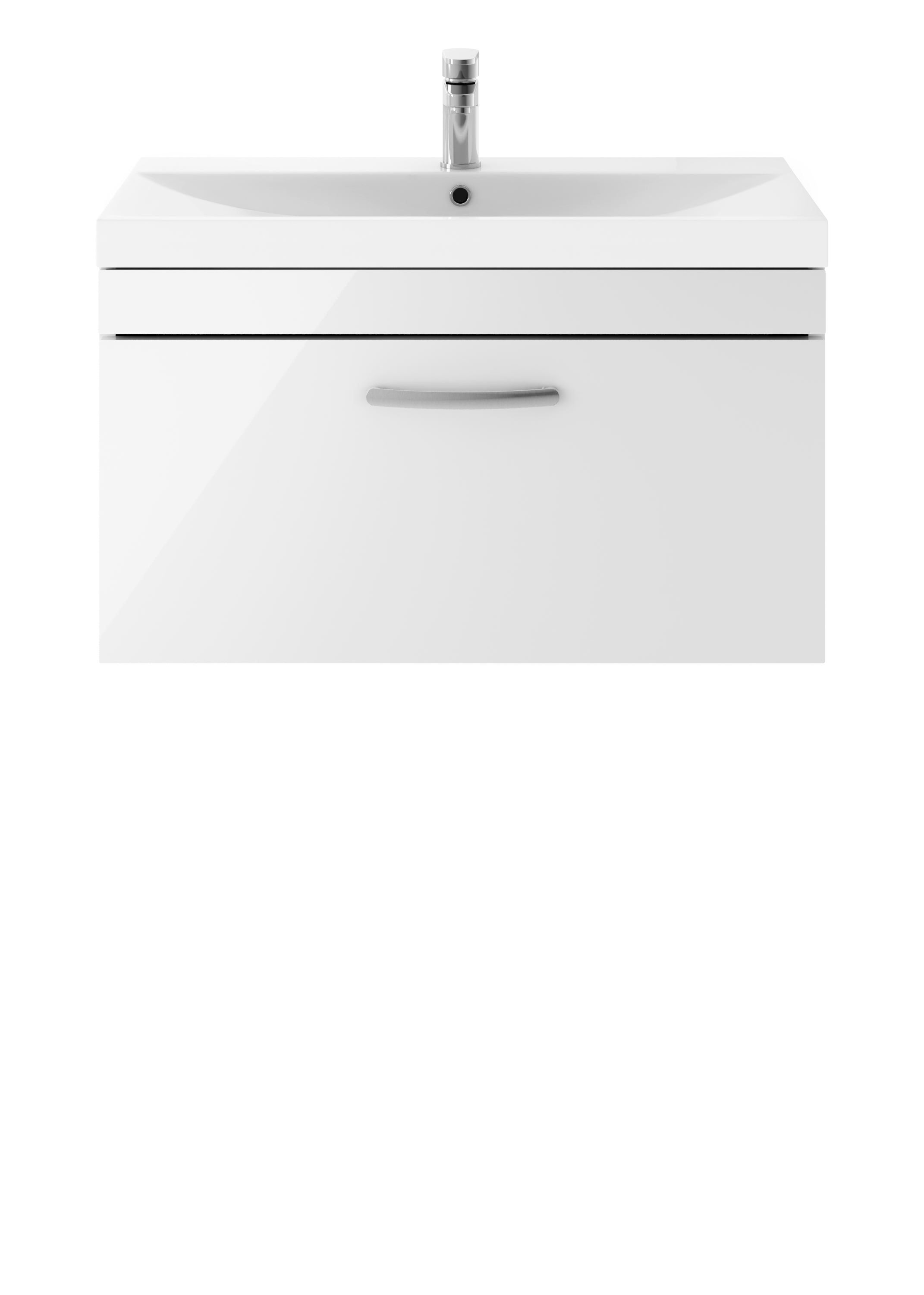 Nuie Athena Gloss White 800mm Wall Hung Vanity Unit with Thin Edge Basin ATH062D