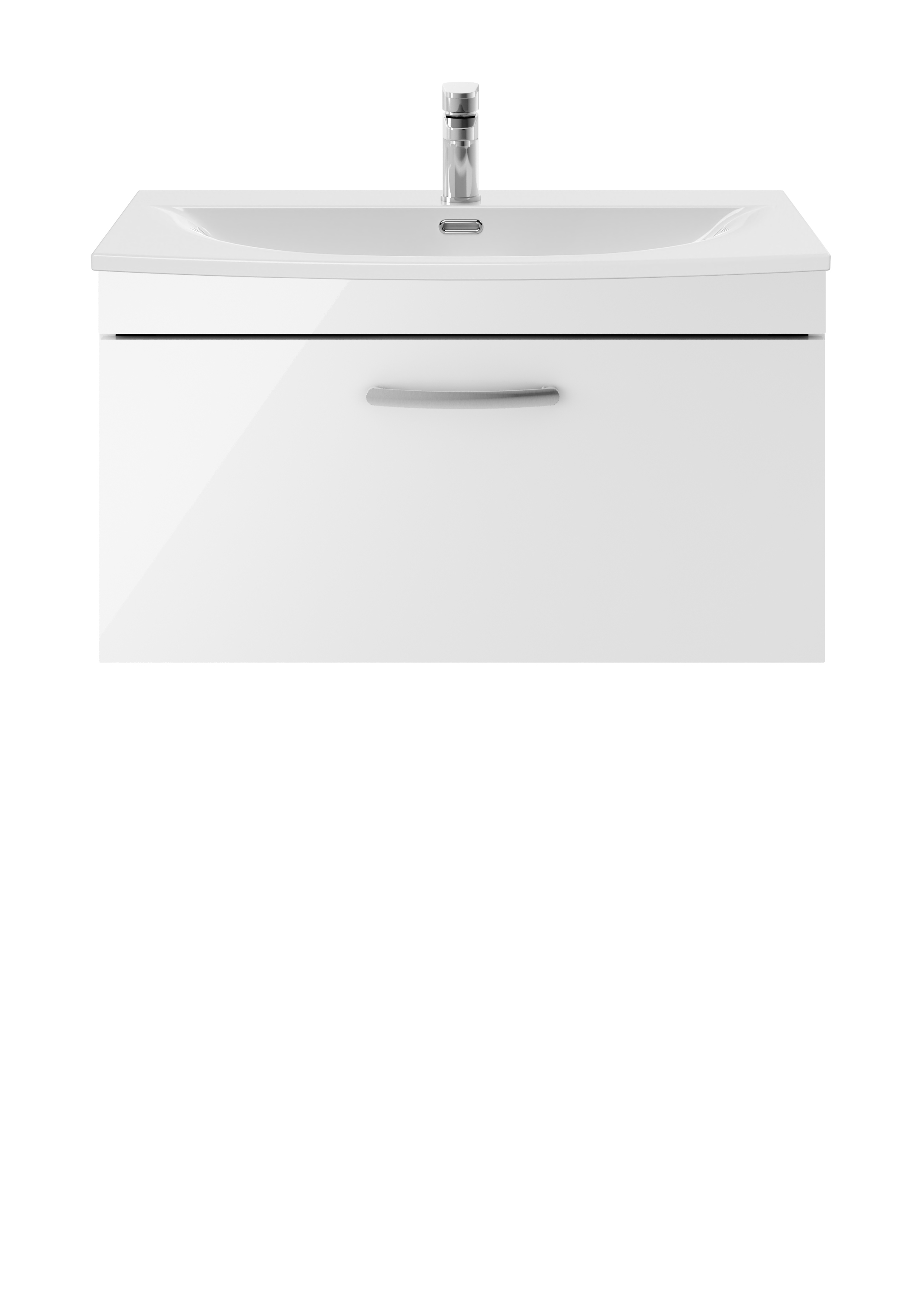 Nuie Athena Gloss White 800mm Wall Hung Vanity Unit with Curved Basin ATH062G