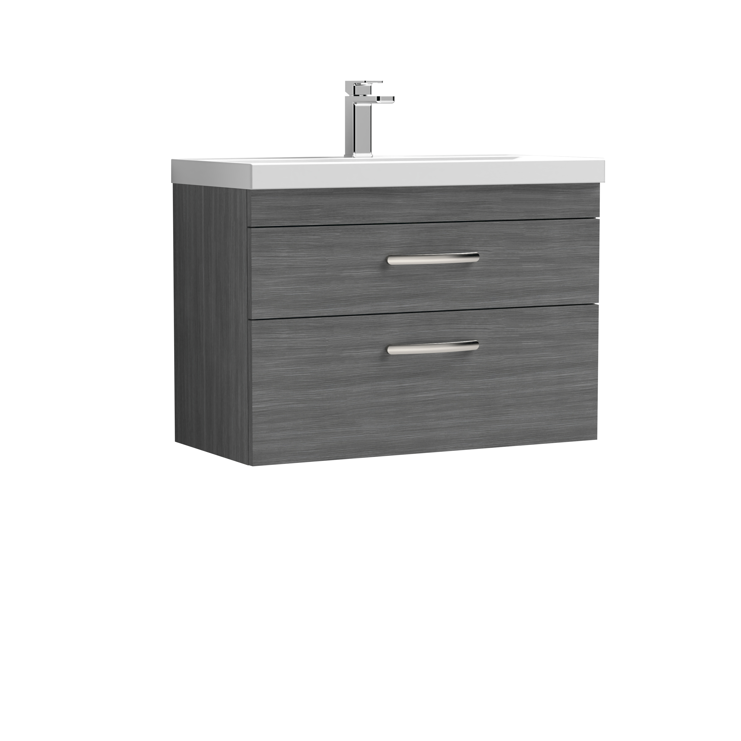 Nuie Athena Anthracite Woodgrain 800mm Wall Hung Vanity Unit with Mid Edge Basin ATH067A
