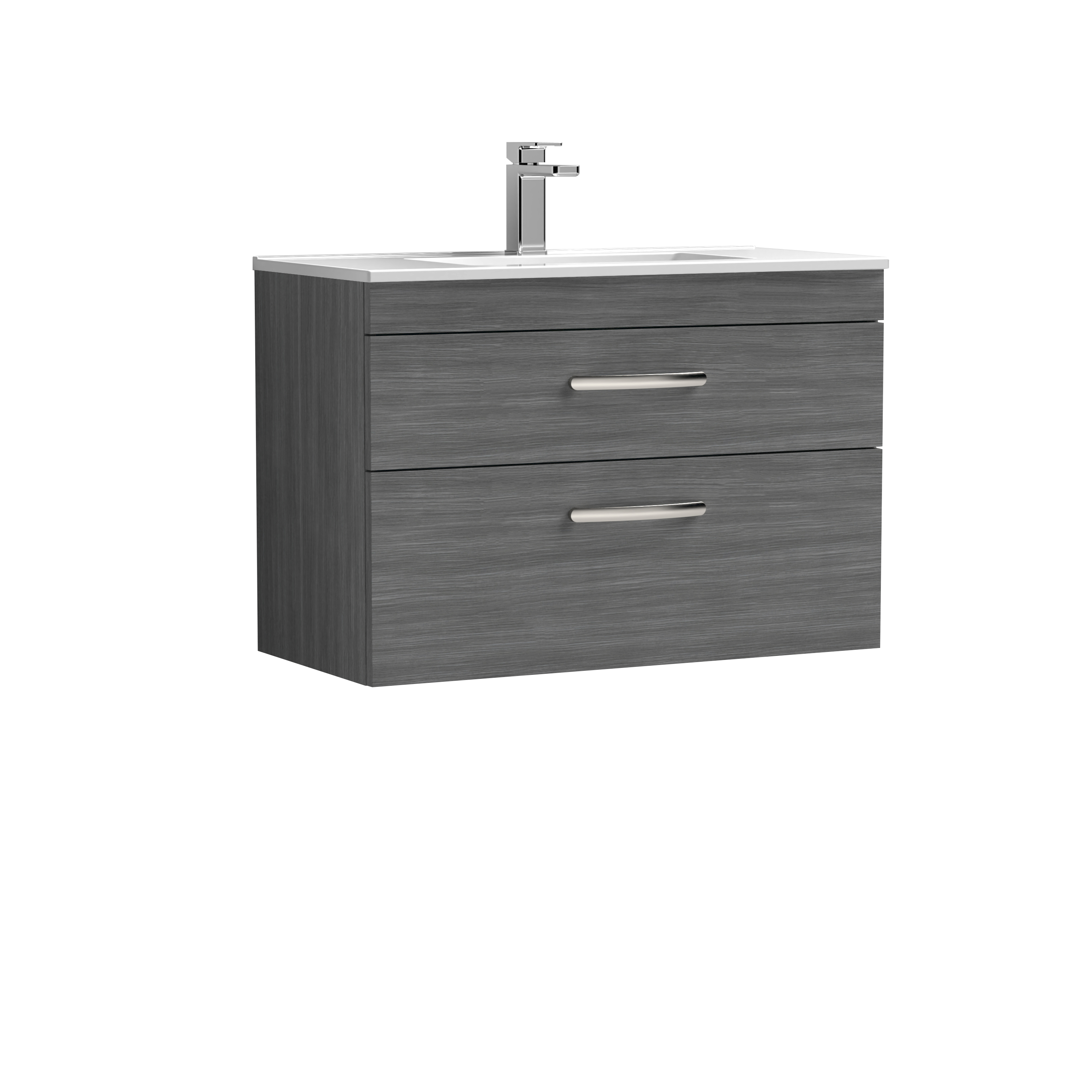 Nuie Athena Anthracite Woodgrain 800mm Wall Hung Vanity Unit with Minimalist Basin ATH067B