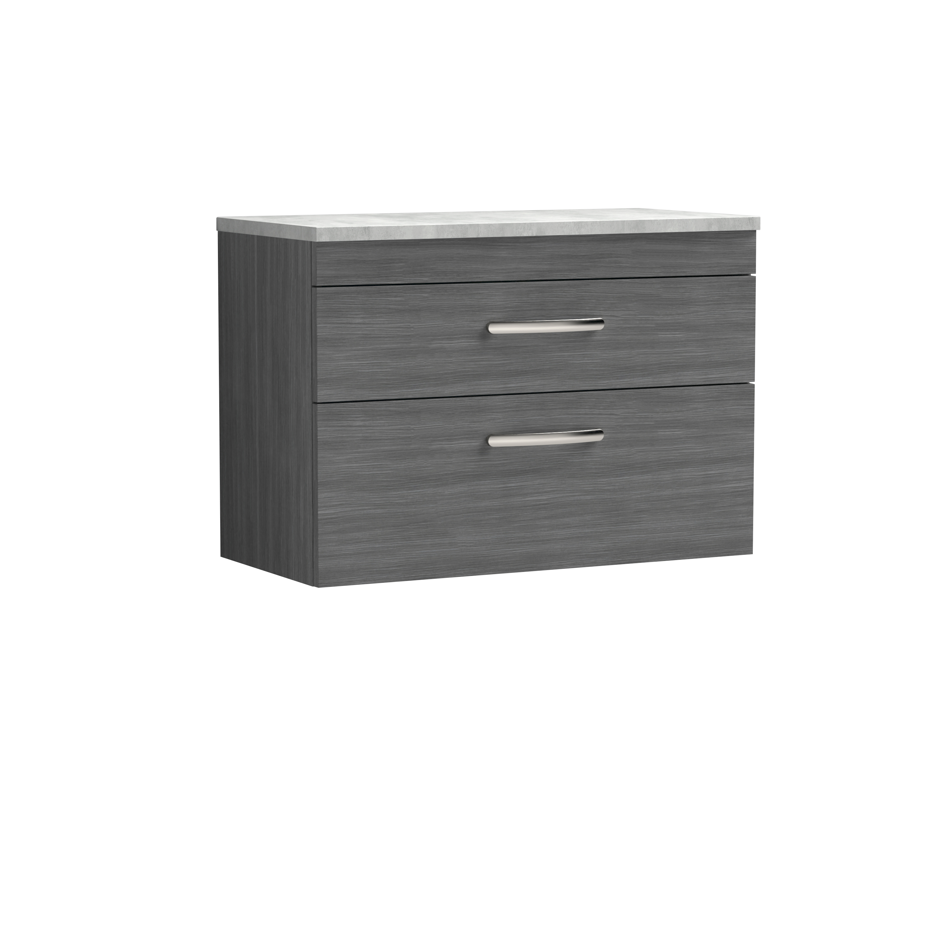 Nuie Athena Anthracite Woodgrain 800mm Wall Hung Vanity Unit with Grey Worktop ATH067LBG