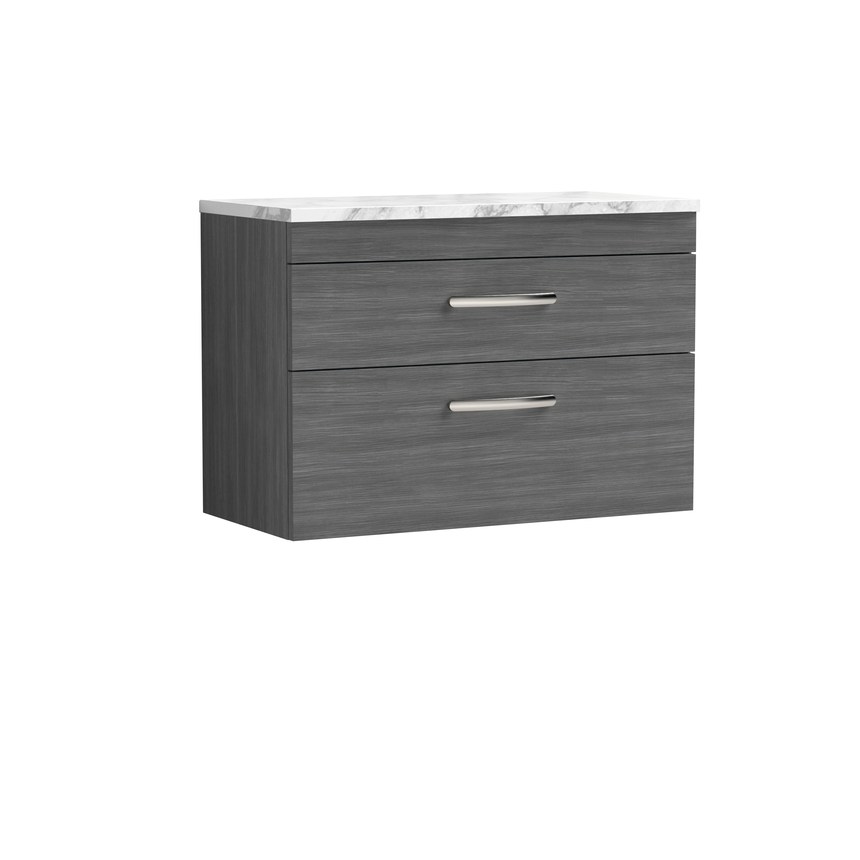 Nuie Athena Anthracite Woodgrain 800 Wall Hung 2 Drawer Unit and Laminate Worktop ATH067LCM