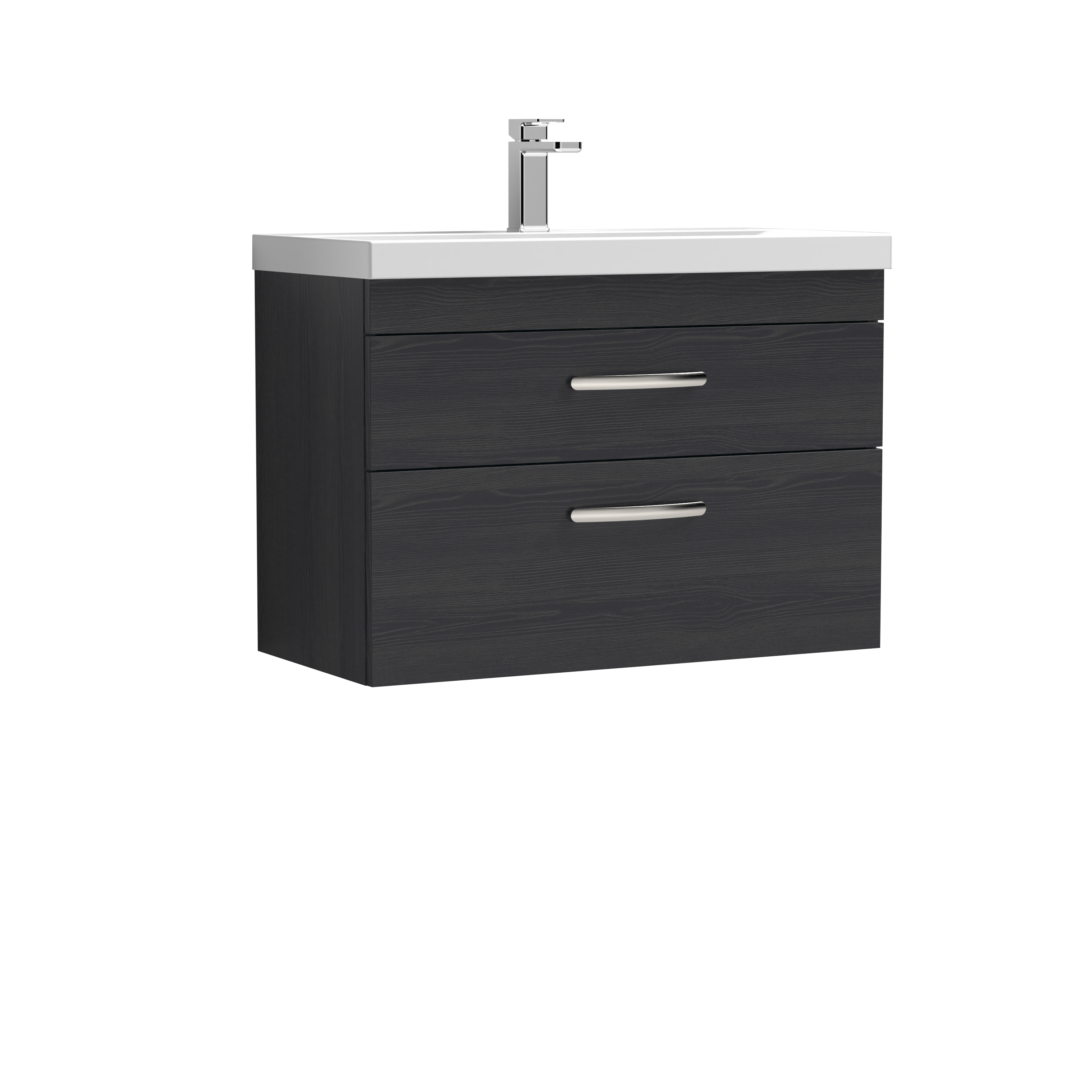 Nuie Athena Charcoal Black 800mm Wall Hung Vanity Unit with Mid Edge Basin ATH068A
