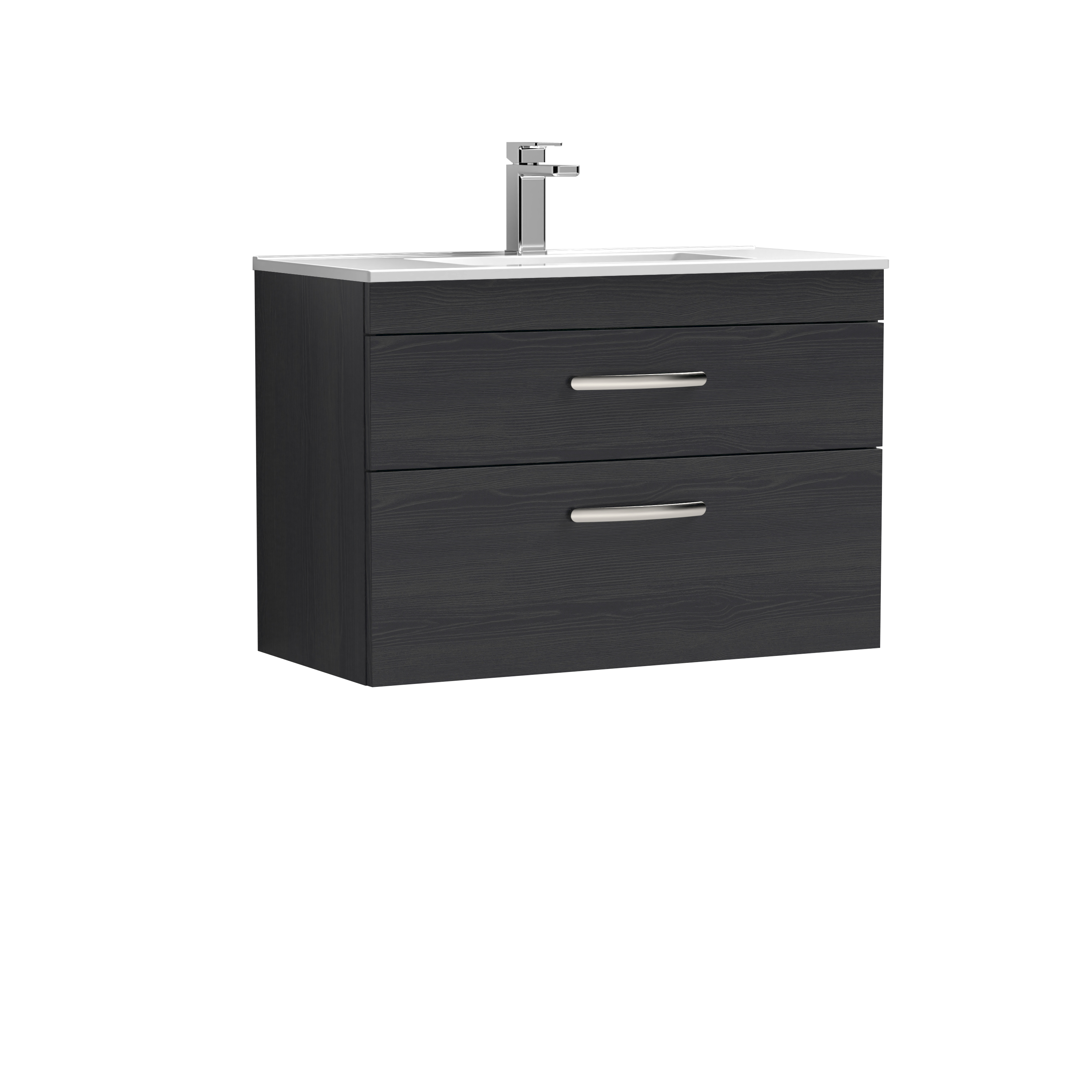 Nuie Athena Charcoal Black 800mm Wall Hung Vanity Unit with Minimalist Basin ATH068B
