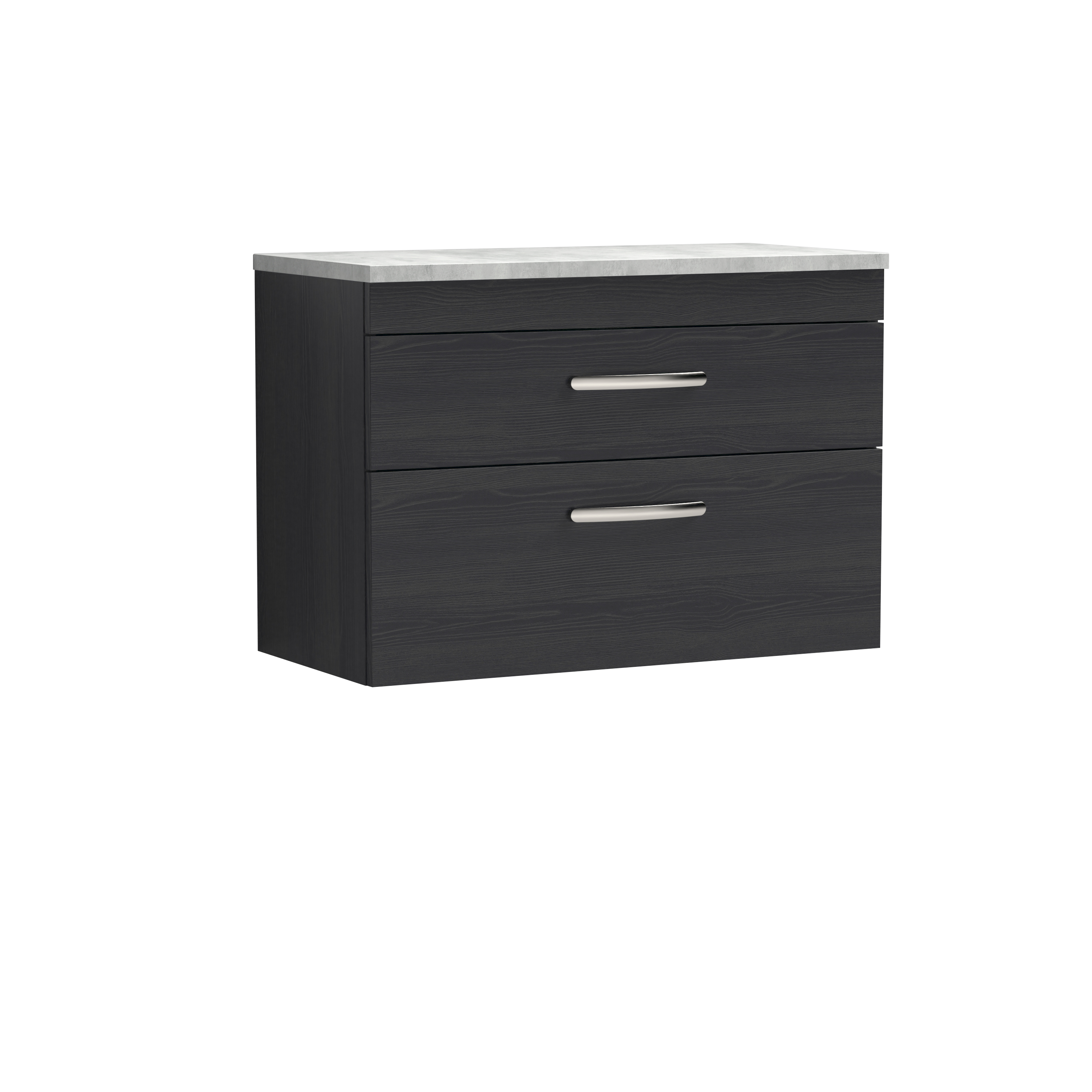 Nuie Athena Charcoal Black 800mm Wall Hung Vanity Unit with Grey Worktop ATH068LBG