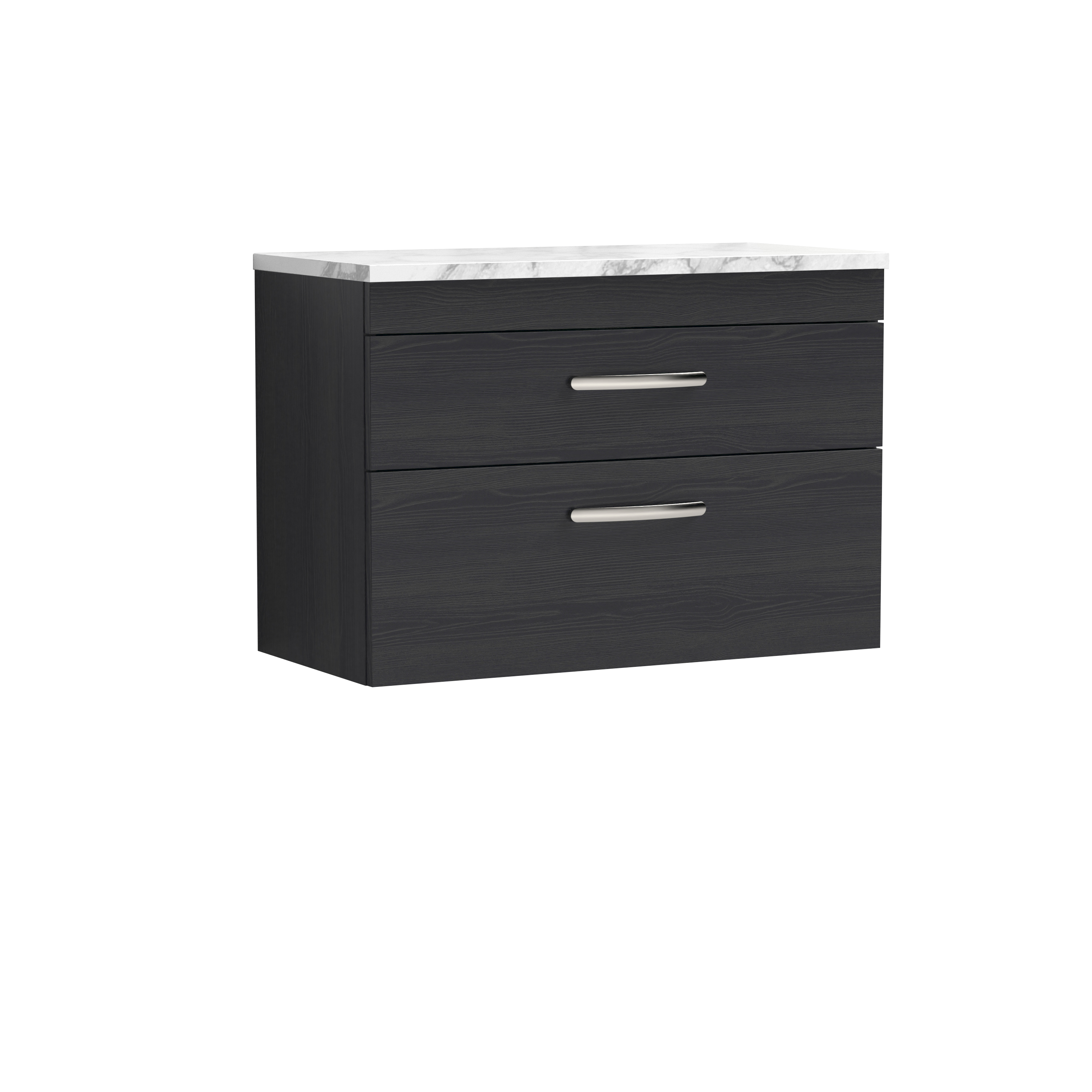 Nuie Athena Charcoal Black 800 Wall Hung 2 Drawer Unit and Laminate Worktop ATH068LCM