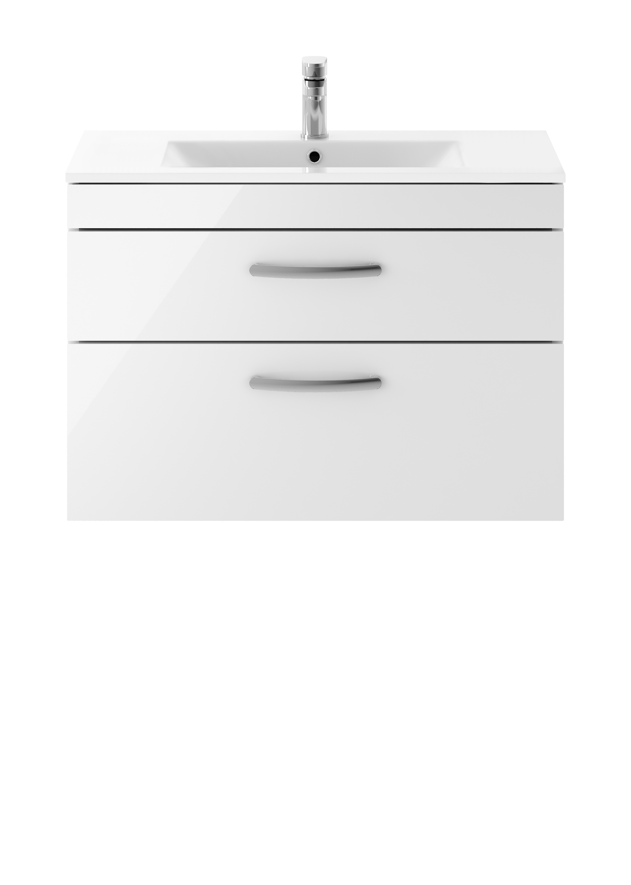 Nuie Athena Gloss White 800mm Wall Hung Vanity Unit with Minimalist Basin ATH069B