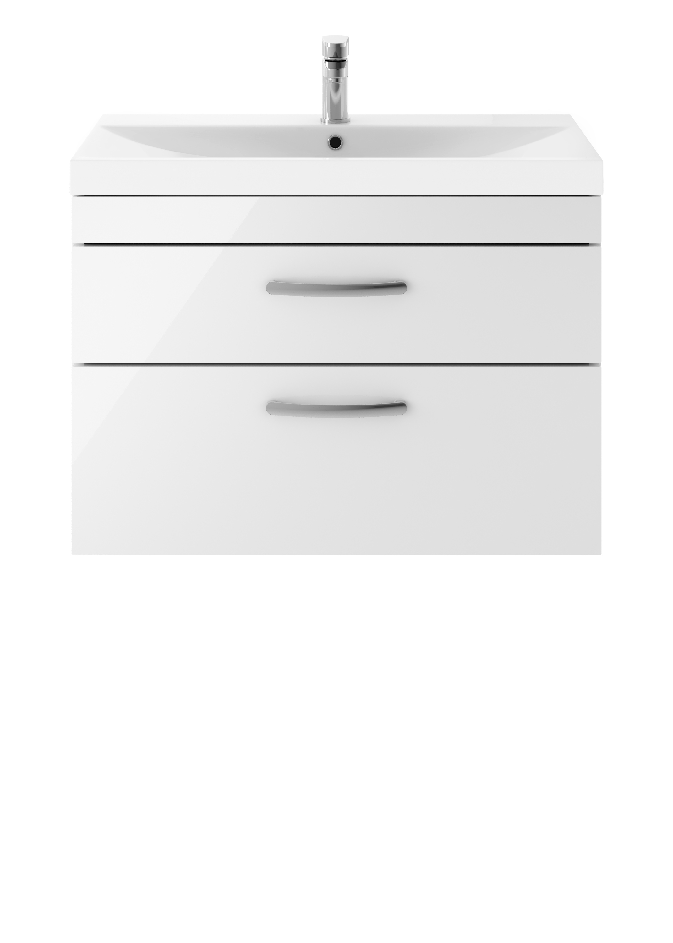 Nuie Athena Gloss White 800mm Wall Hung Vanity Unit with Thin Edge Basin ATH069D