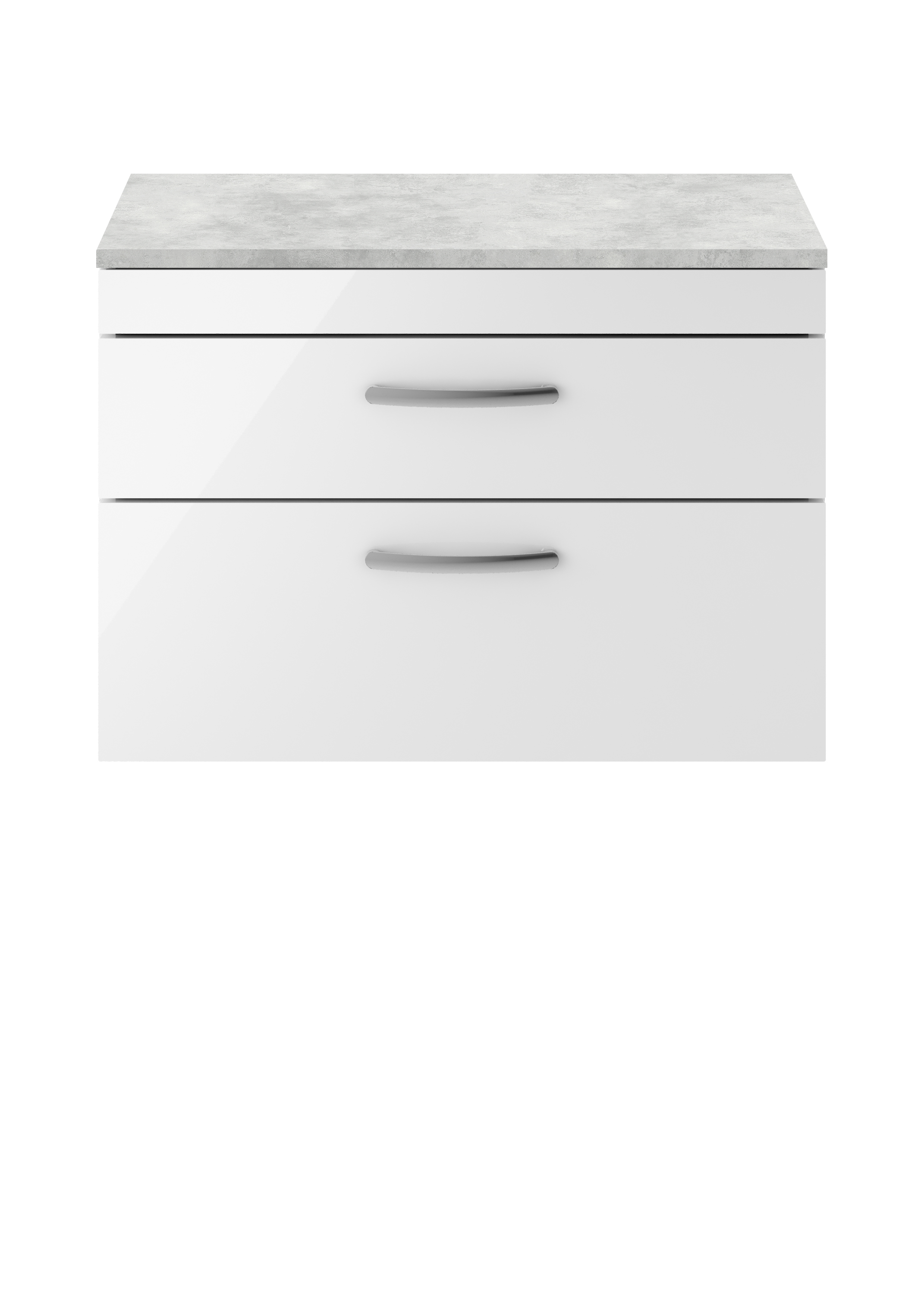 Nuie Athena Gloss White 800mm Wall Hung Vanity Unit with Grey Worktop ATH069LBG