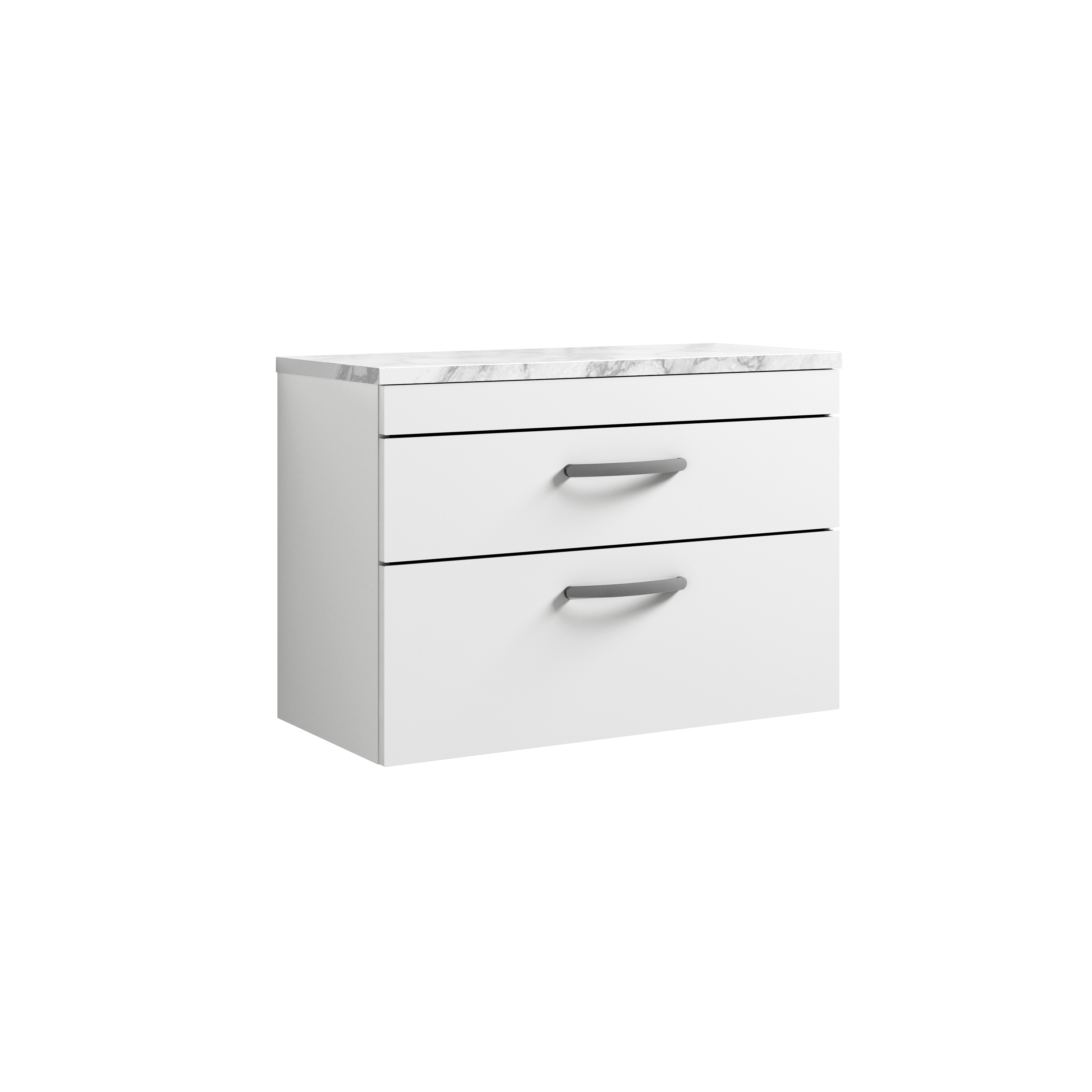 Nuie Athena Gloss White 800 Wall Hung 2 Drawer Unit and Laminate Worktop ATH069LCM