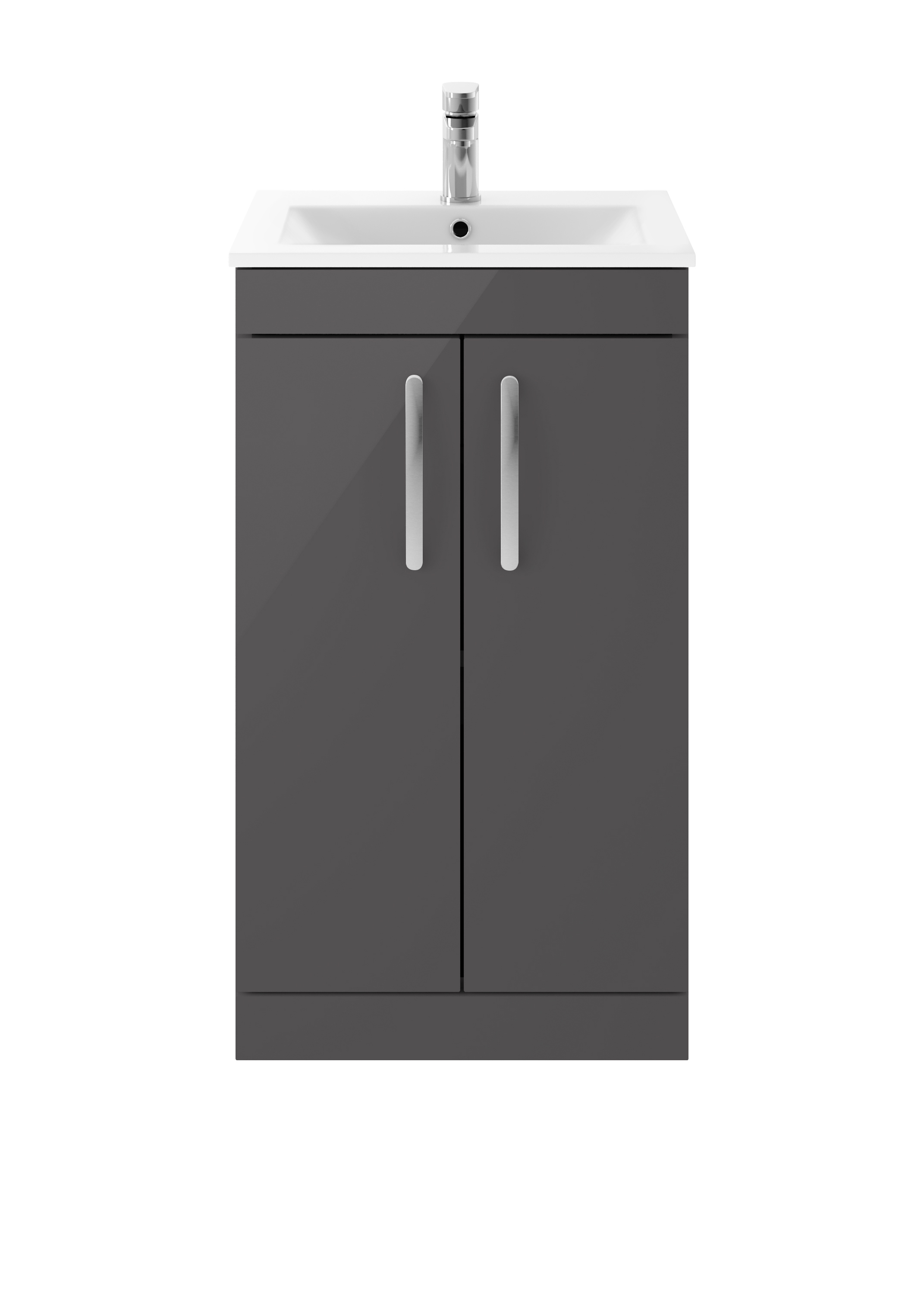Nuie Athena Gloss Grey 500mm Floor Standing Vanity Unit with Minimalist Basin ATH072B