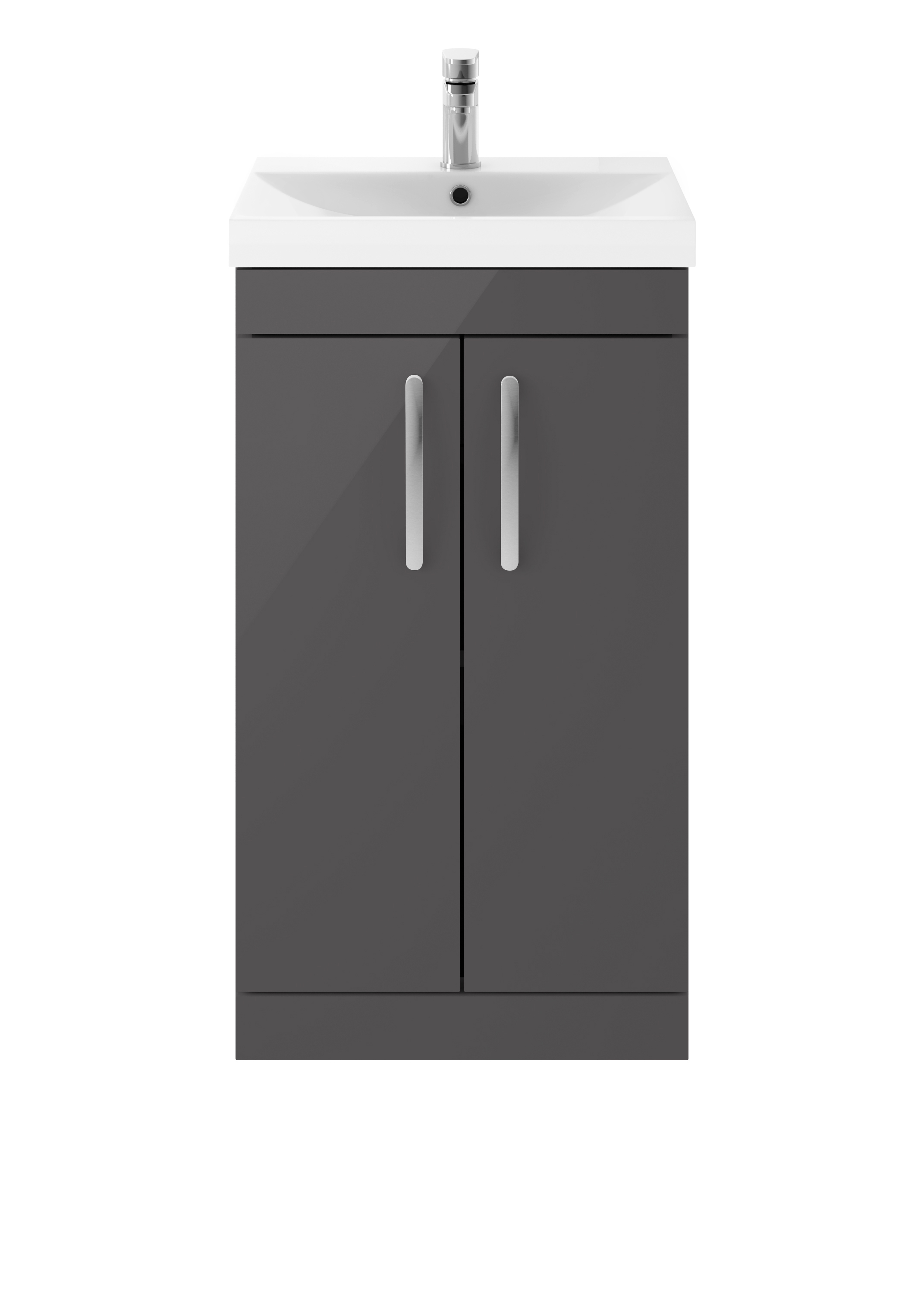 Nuie Athena Gloss Grey 500mm Floor Standing Vanity Unit with Thin Edge Basin ATH072D
