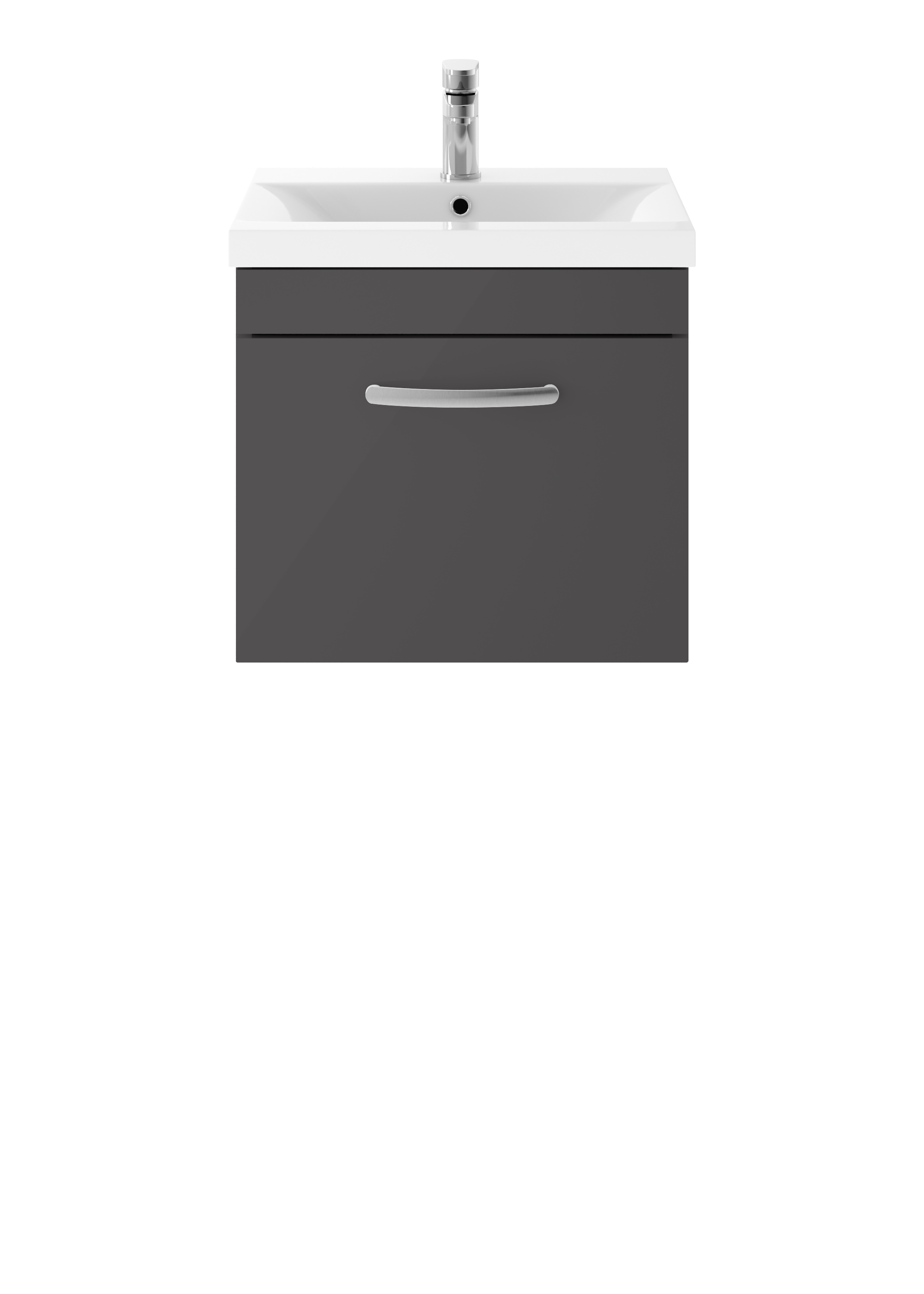 Nuie Athena Gloss Grey 500mm Wall Hung Vanity Unit with Mid Edge Basin ATH073A