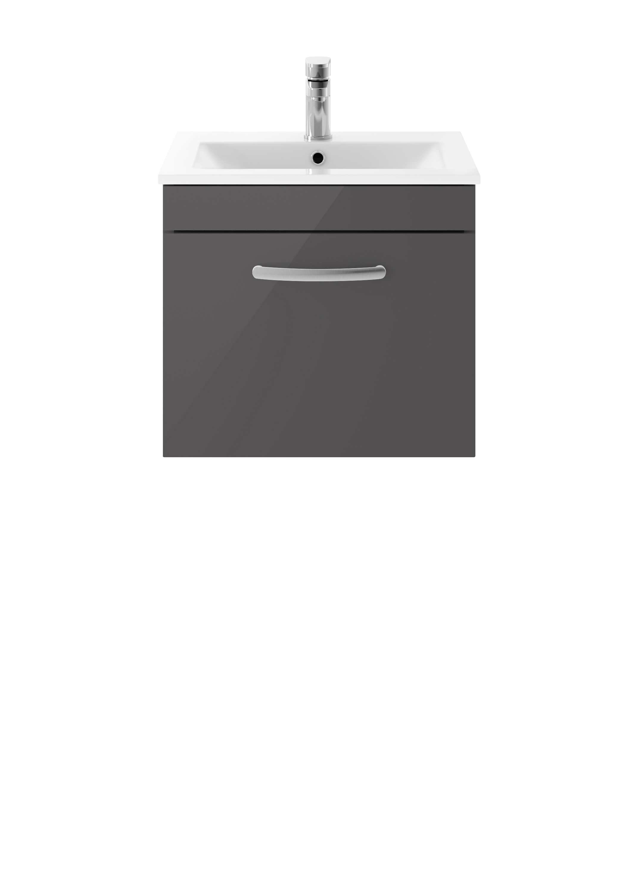 Nuie Athena Gloss Grey 500mm Wall Hung Vanity Unit with Minimalist Basin ATH073B