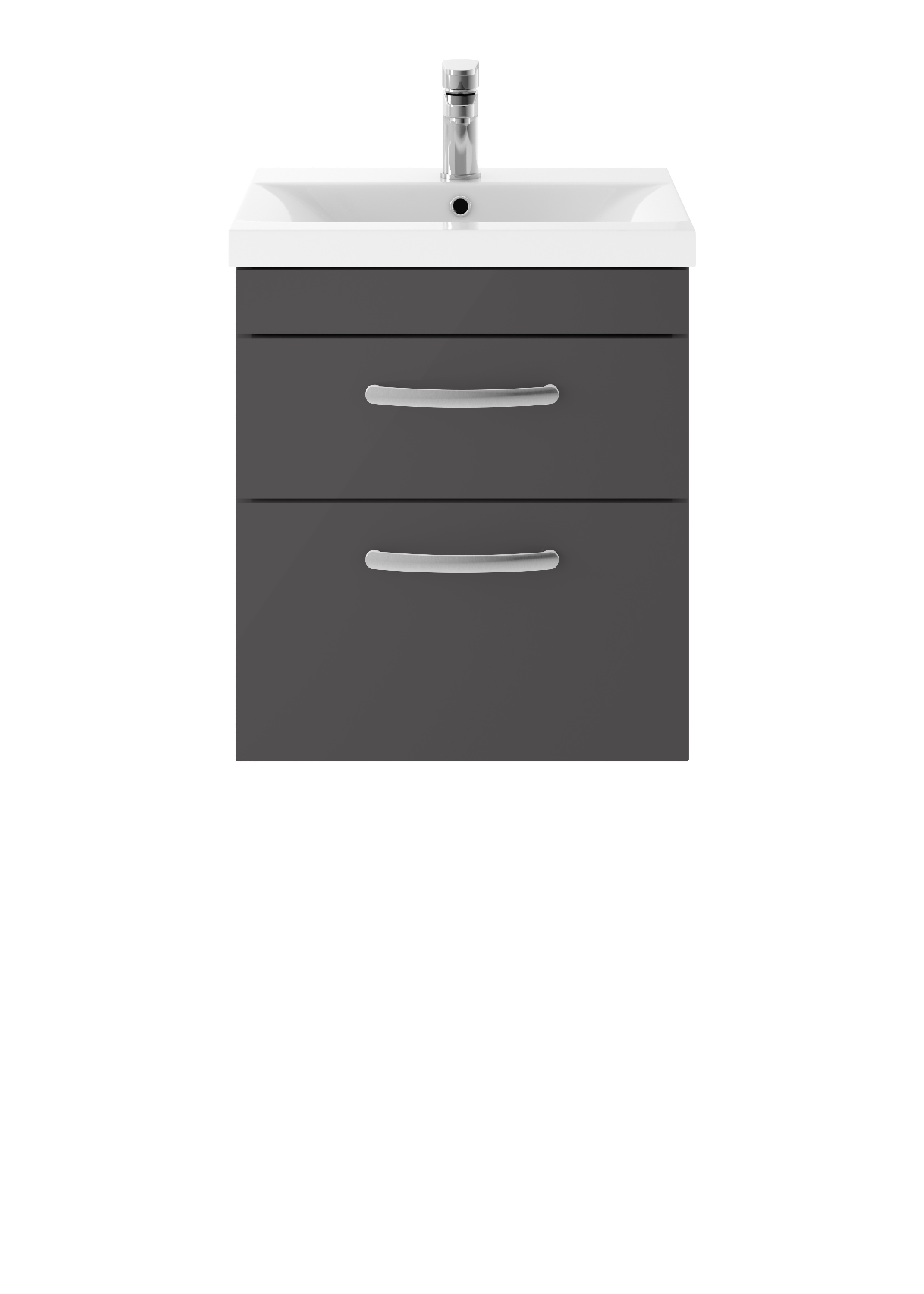 Nuie Athena Gloss Grey 500mm Wall Hung Vanity Unit with Mid Edge Basin ATH074A