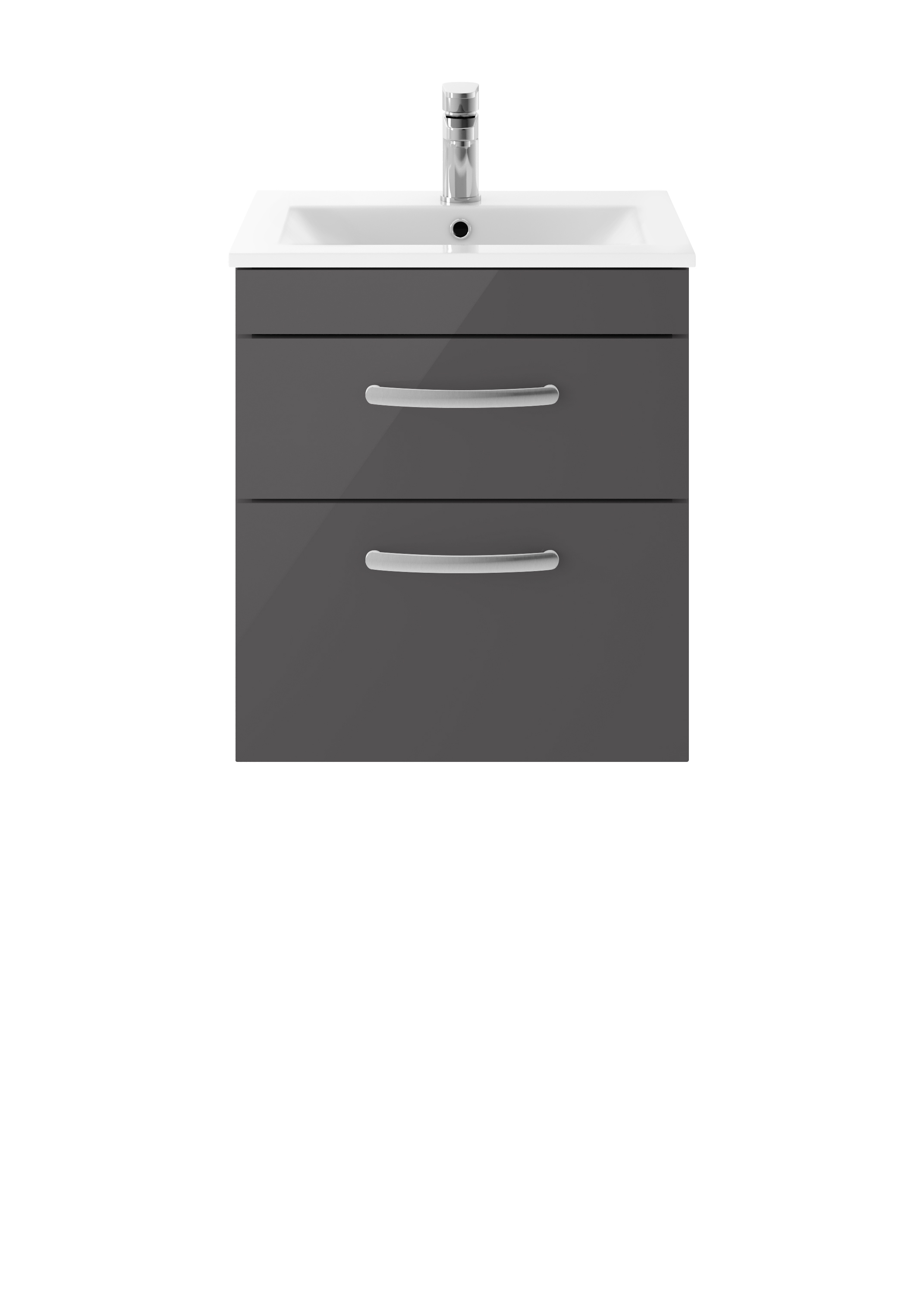 Nuie Athena Gloss Grey 500mm Wall Hung Vanity Unit with Minimalist Basin ATH074B