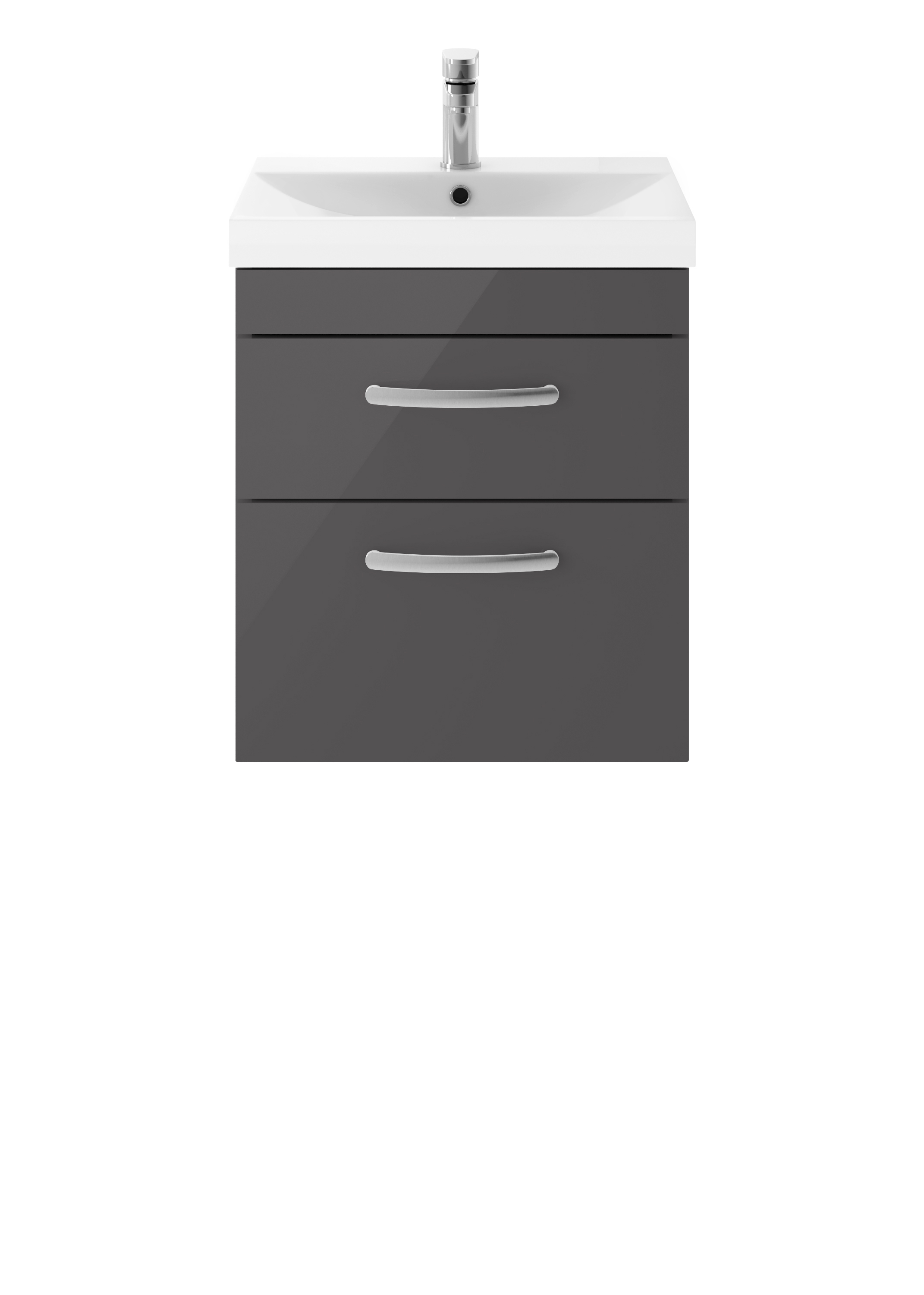 Nuie Athena Gloss Grey 500mm Wall Hung Vanity Unit with Thin Edge Basin ATH074D